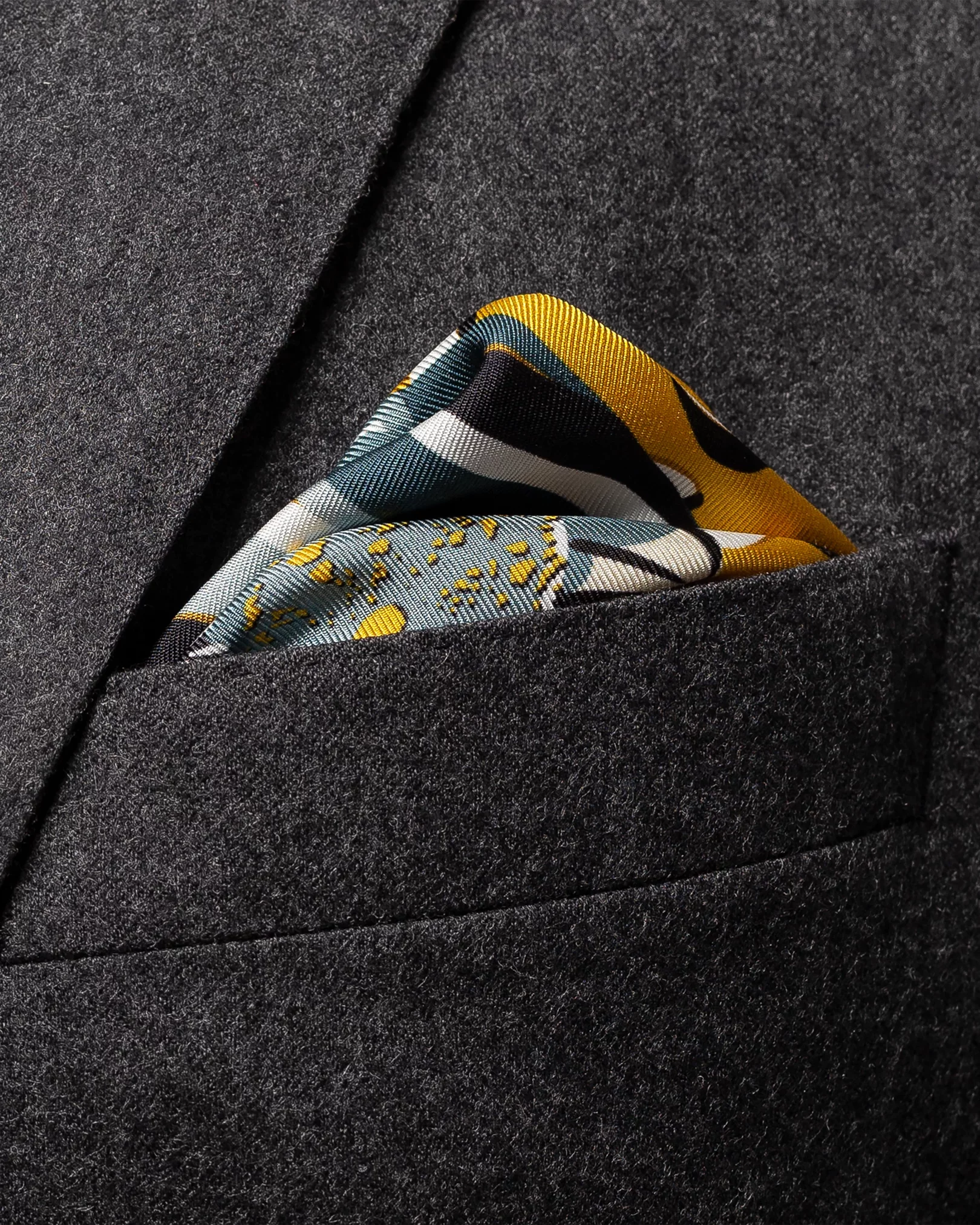 Eton - gray abstract print silk pocket square