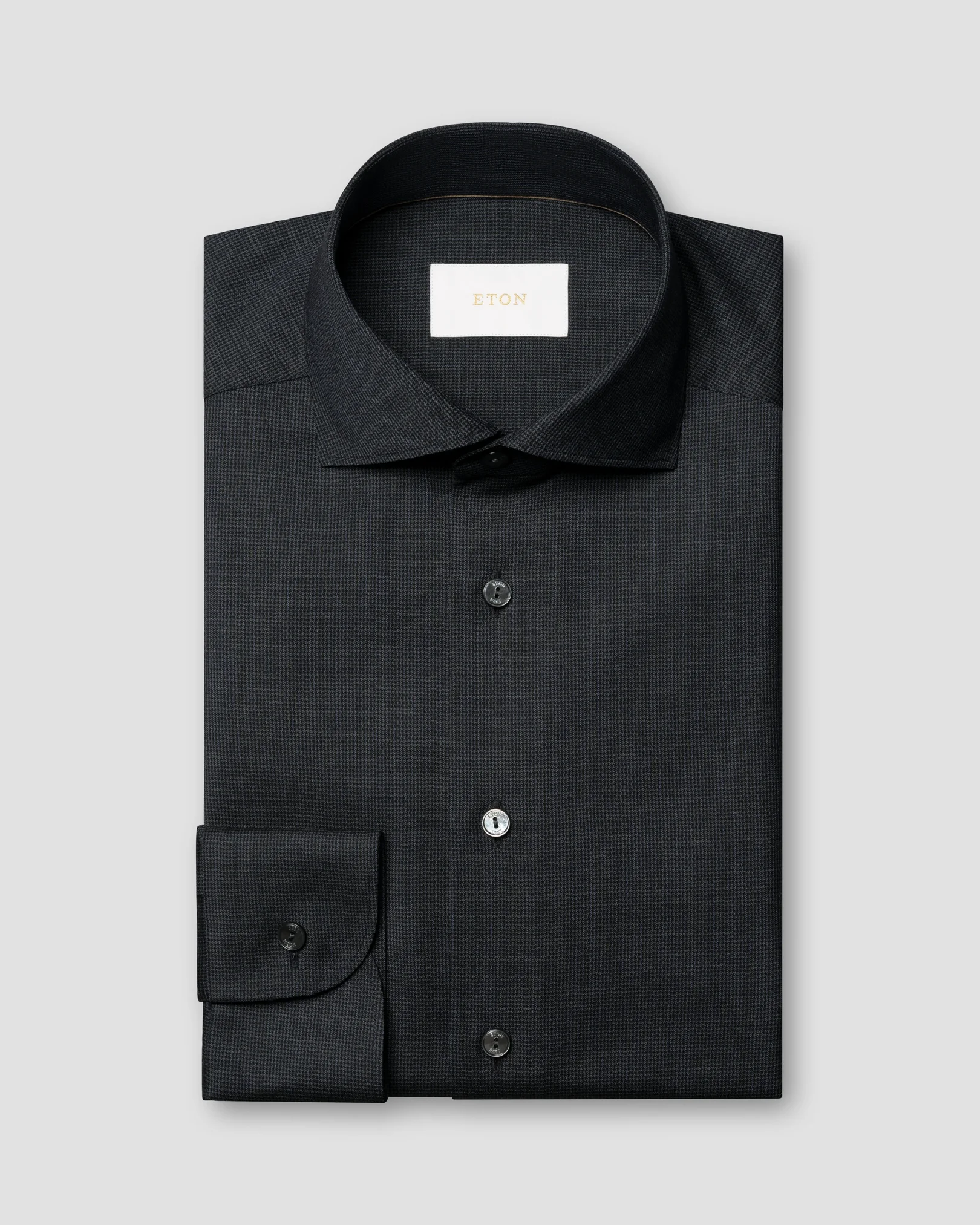 Eton - navy blue houndstooth merino shirt
