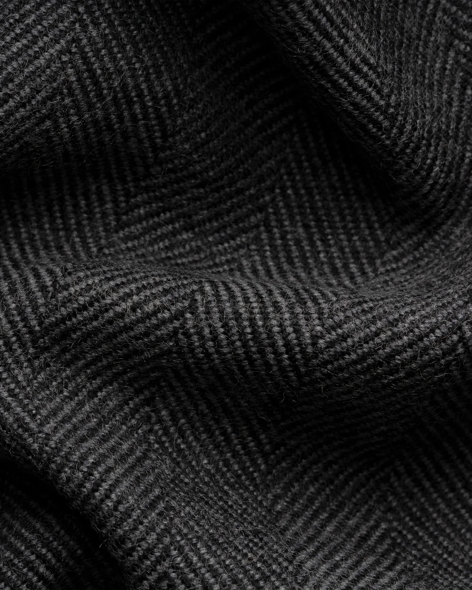 Eton - herringbone merino wool scarf black