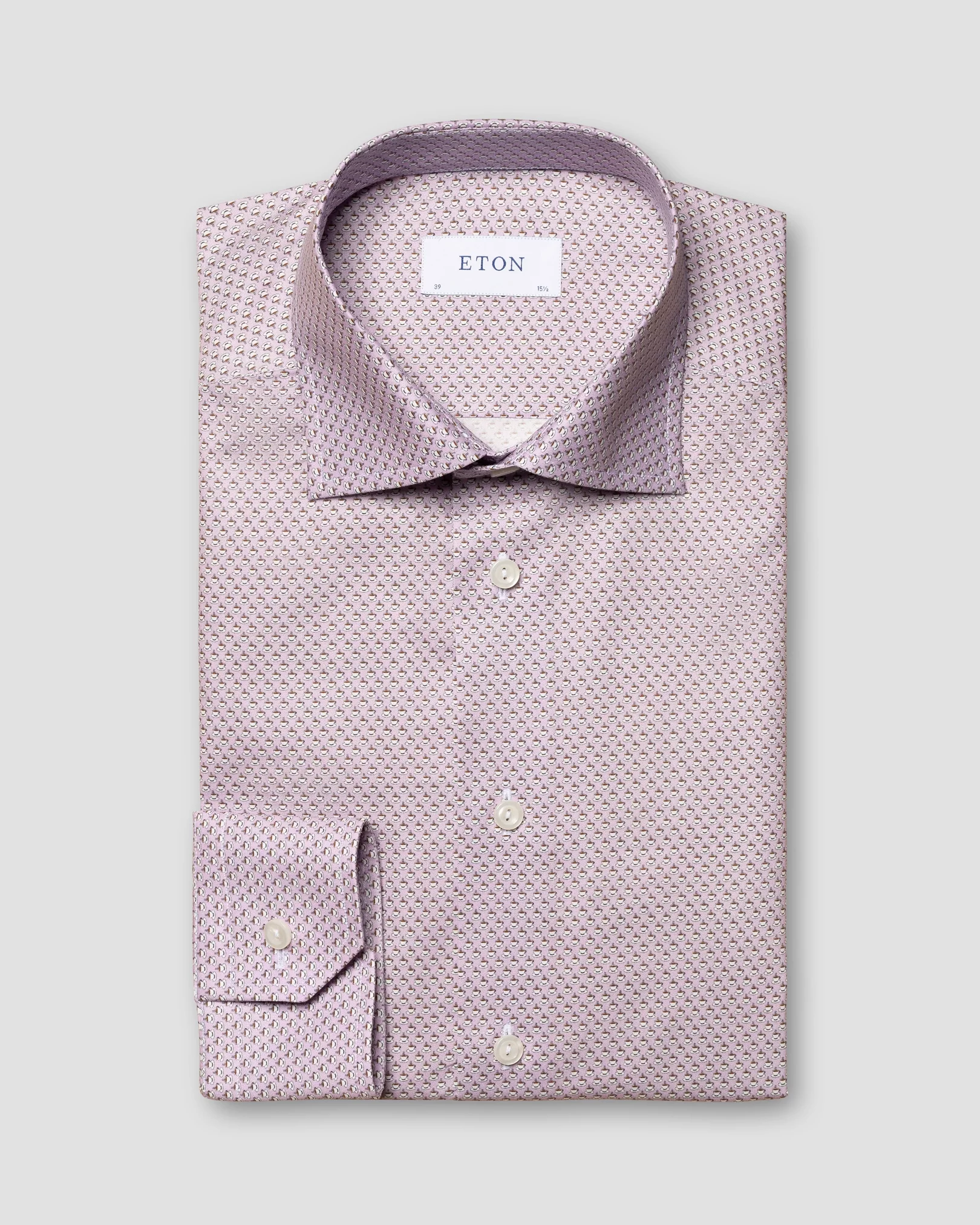 핑크 에스프레소 컵 프린트 시그니처 트윌 셔츠