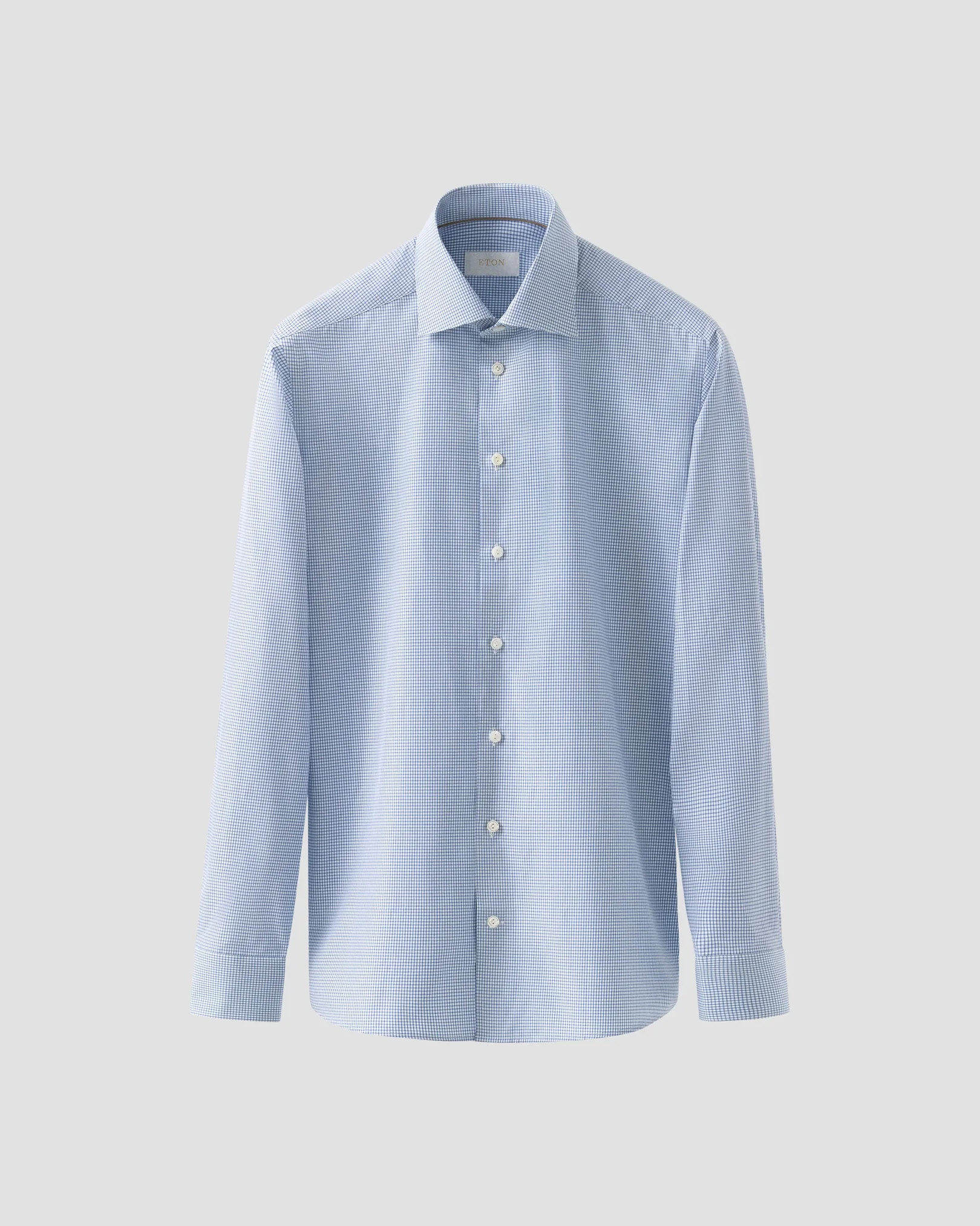 Eton - light blue check elevatedtwill shirt