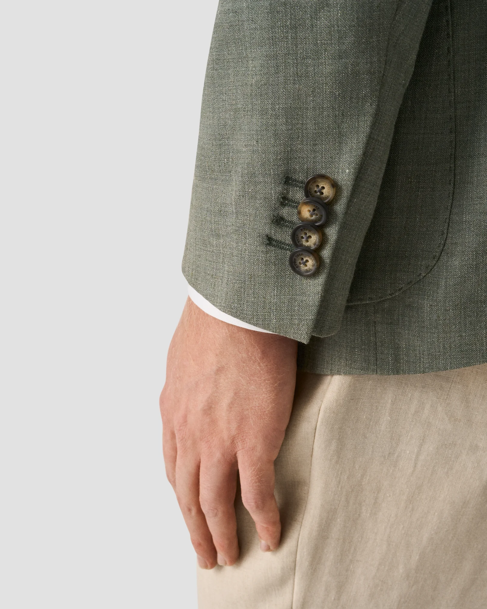 Eton - mid green linen wool soft jacket