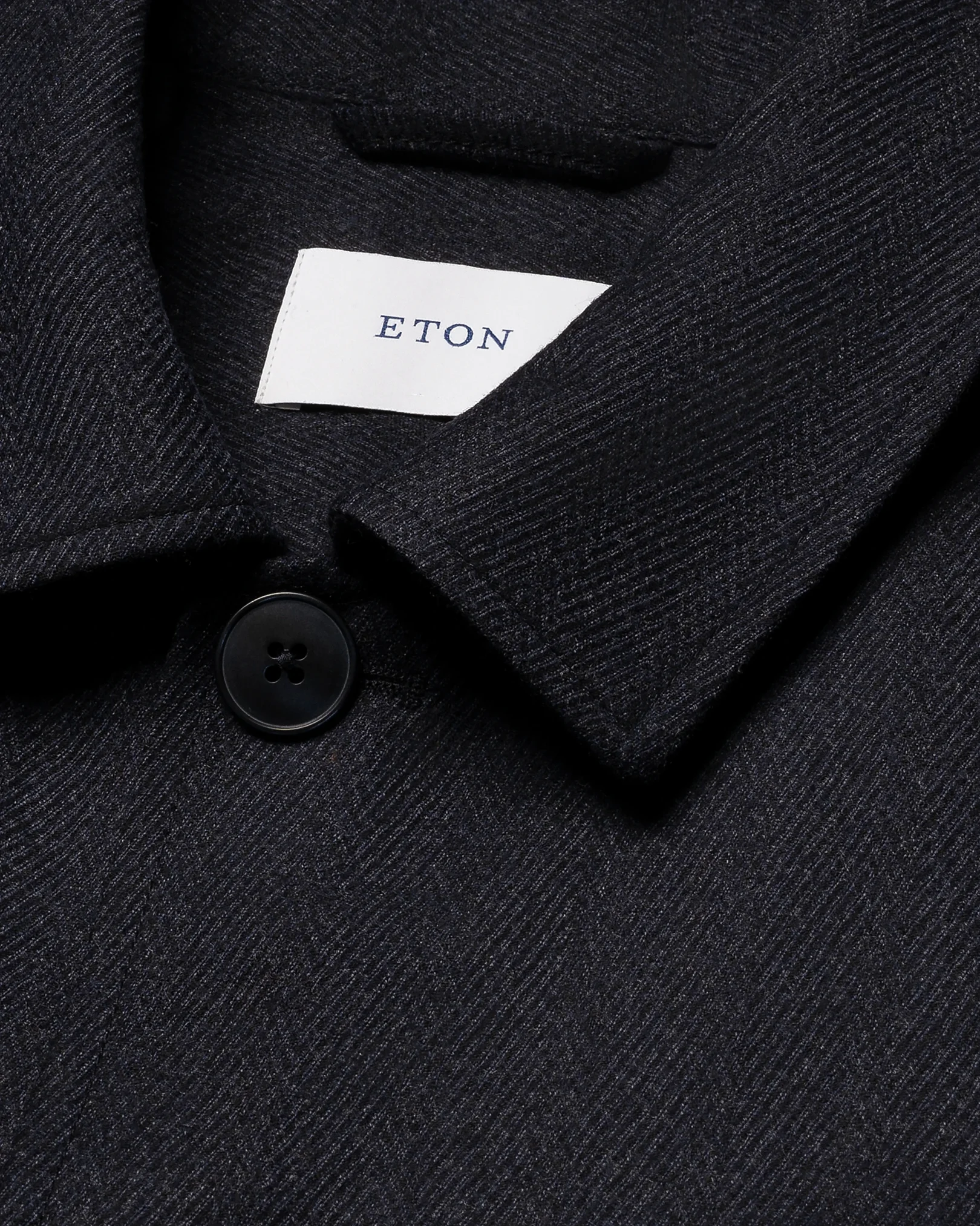 Eton - navy blue wool structure four pocket overshirt