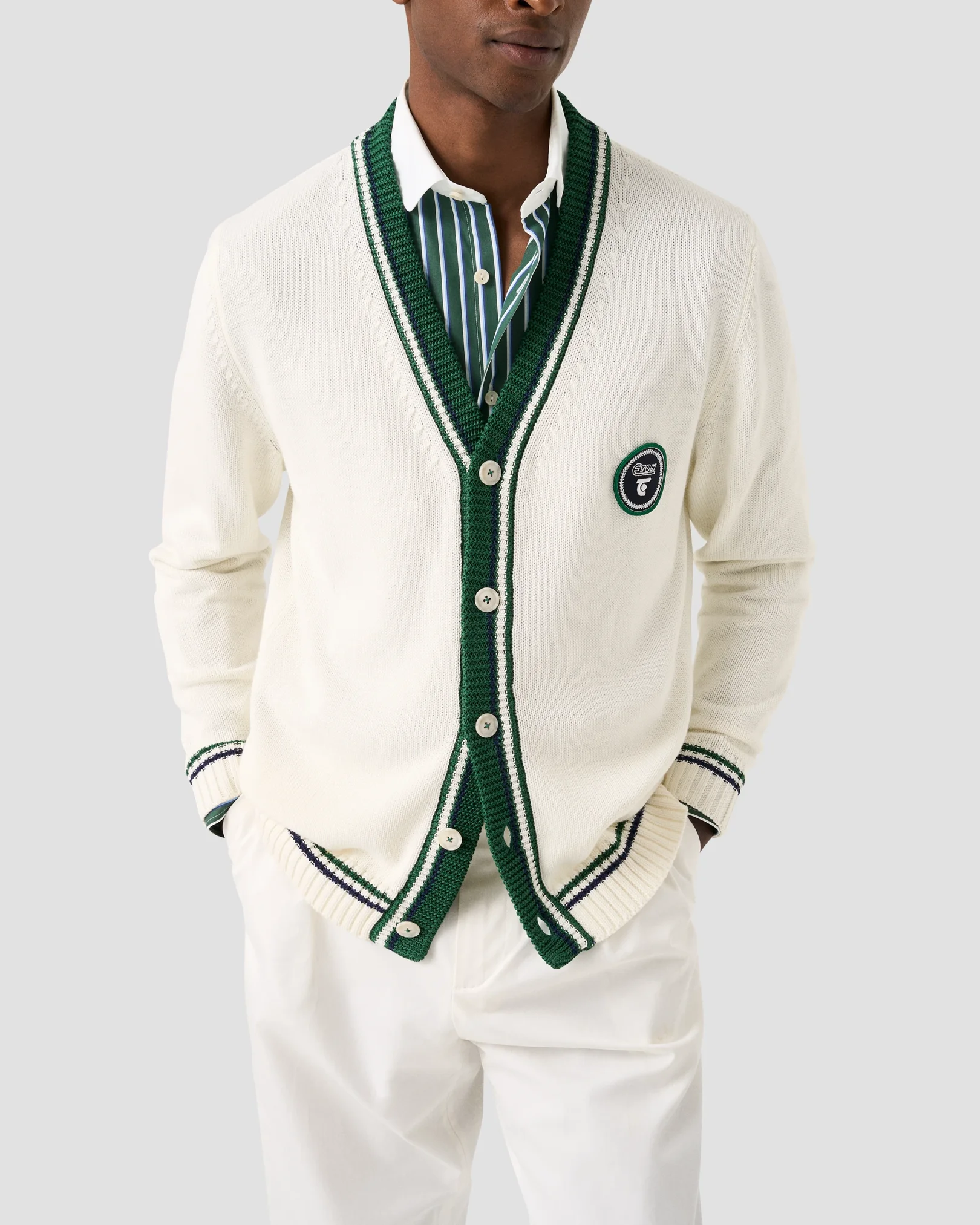 Eton - eton x tretorn cotton v neck cardigan