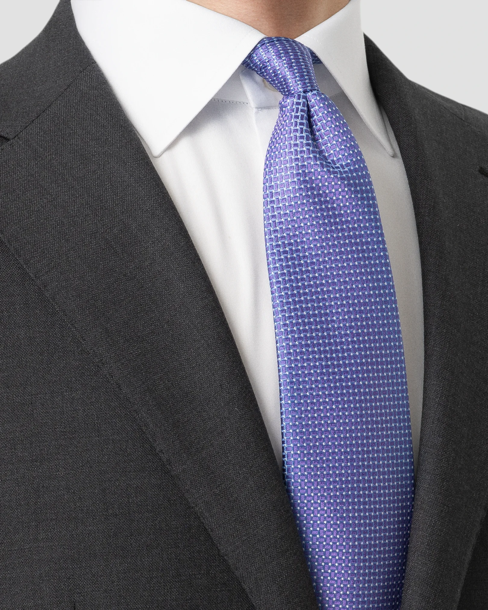Eton - mid purple micro geometric woven silk tie