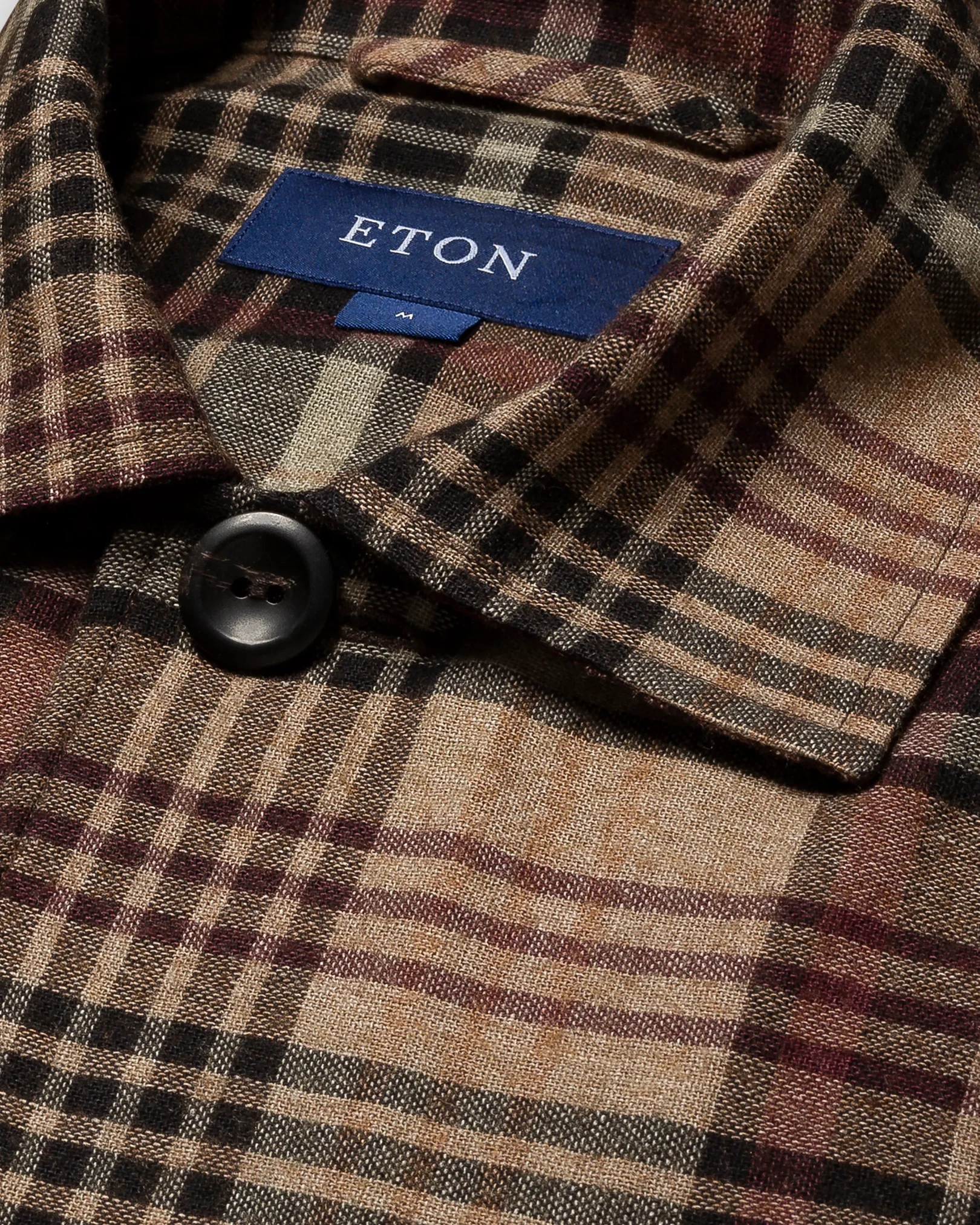 Brown Plaid Cotton-Wool-Cashmere Flannel Overshirt - Eton