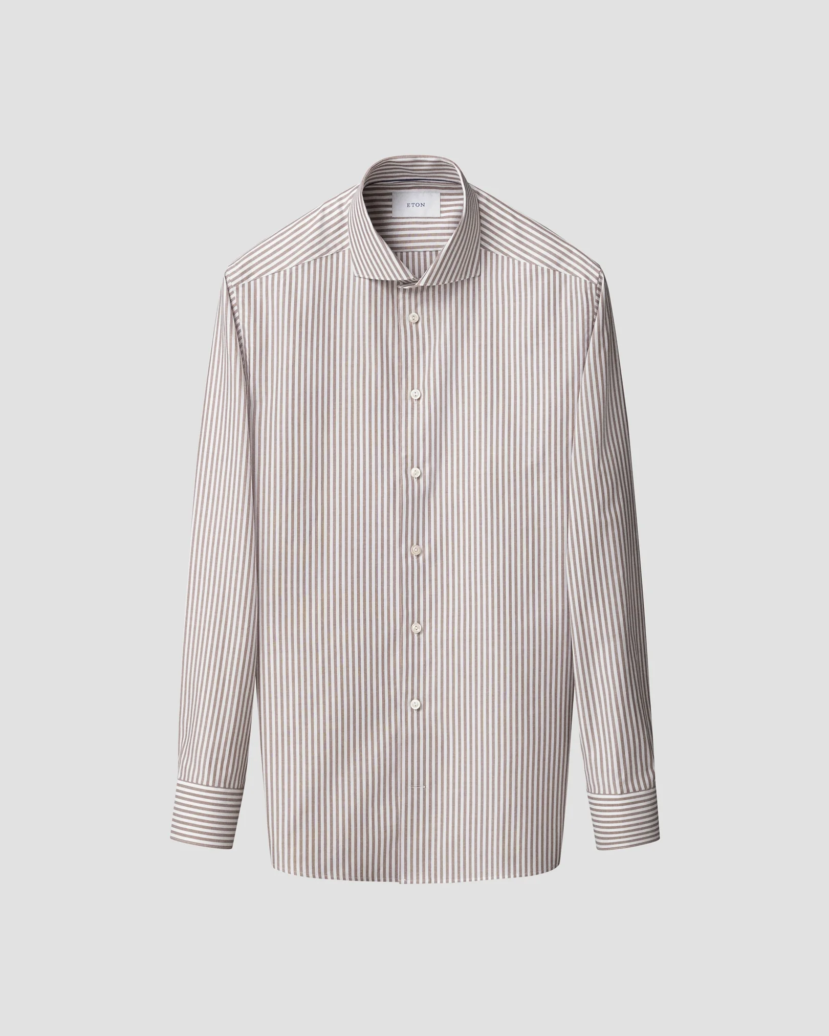 Eton - beige striped signature oxford shirt wide spread rounded