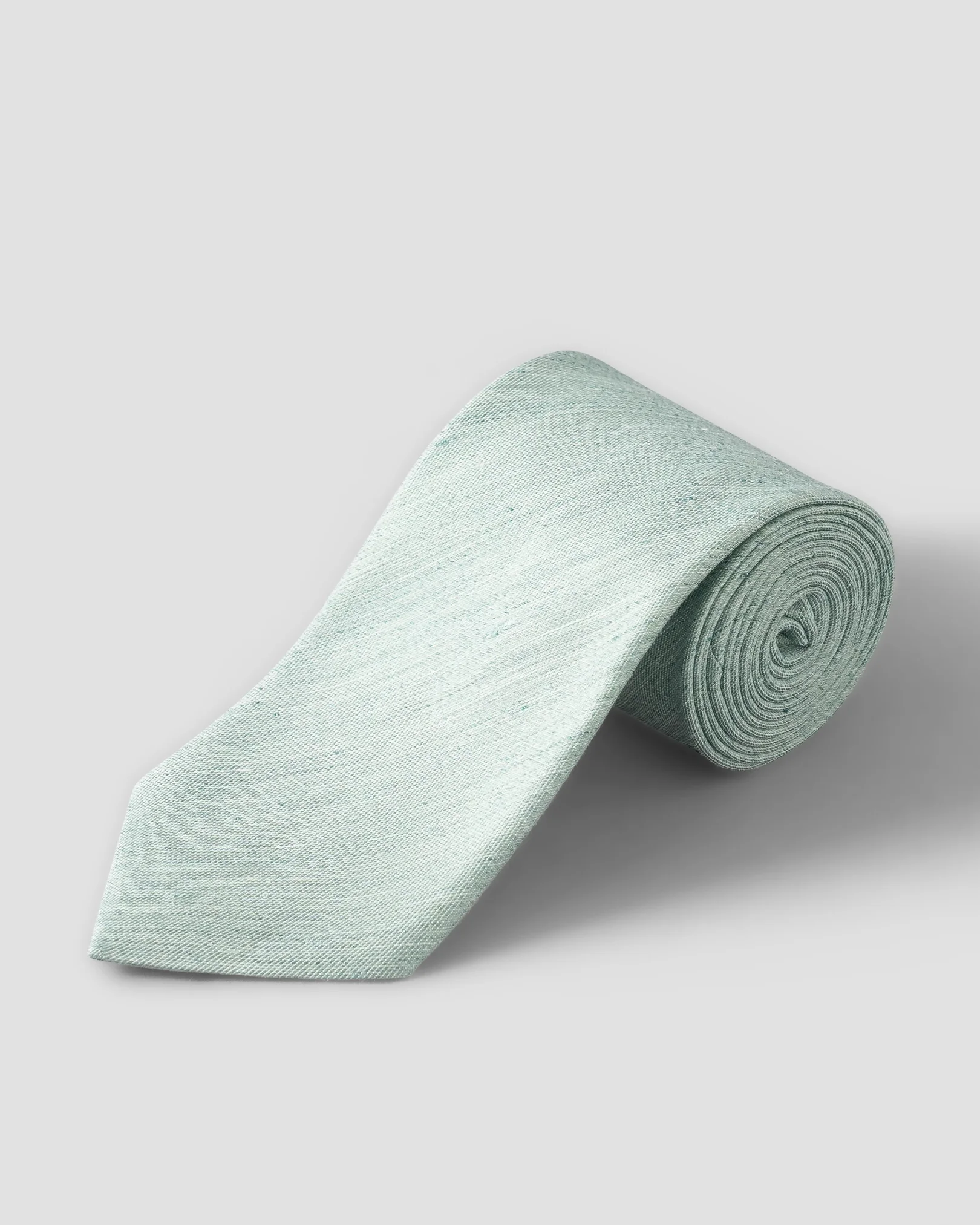 Eton - light green solid silk linen tie