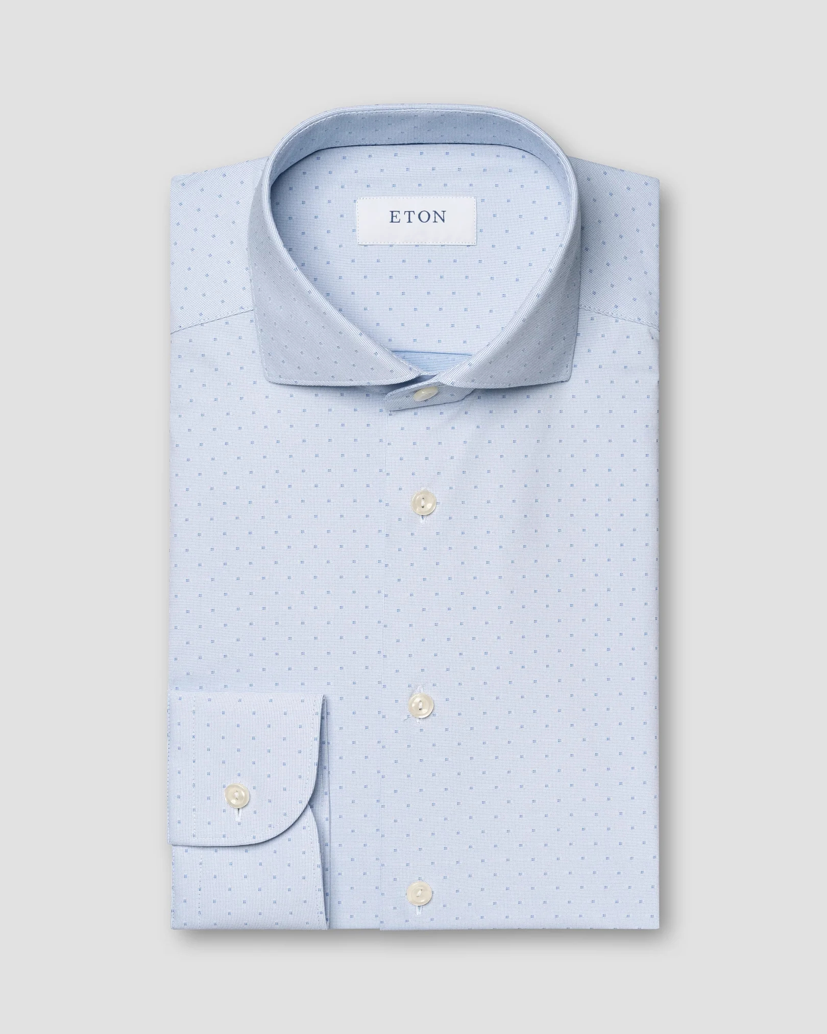 Eton - light blue pin dot four way strech shirt
