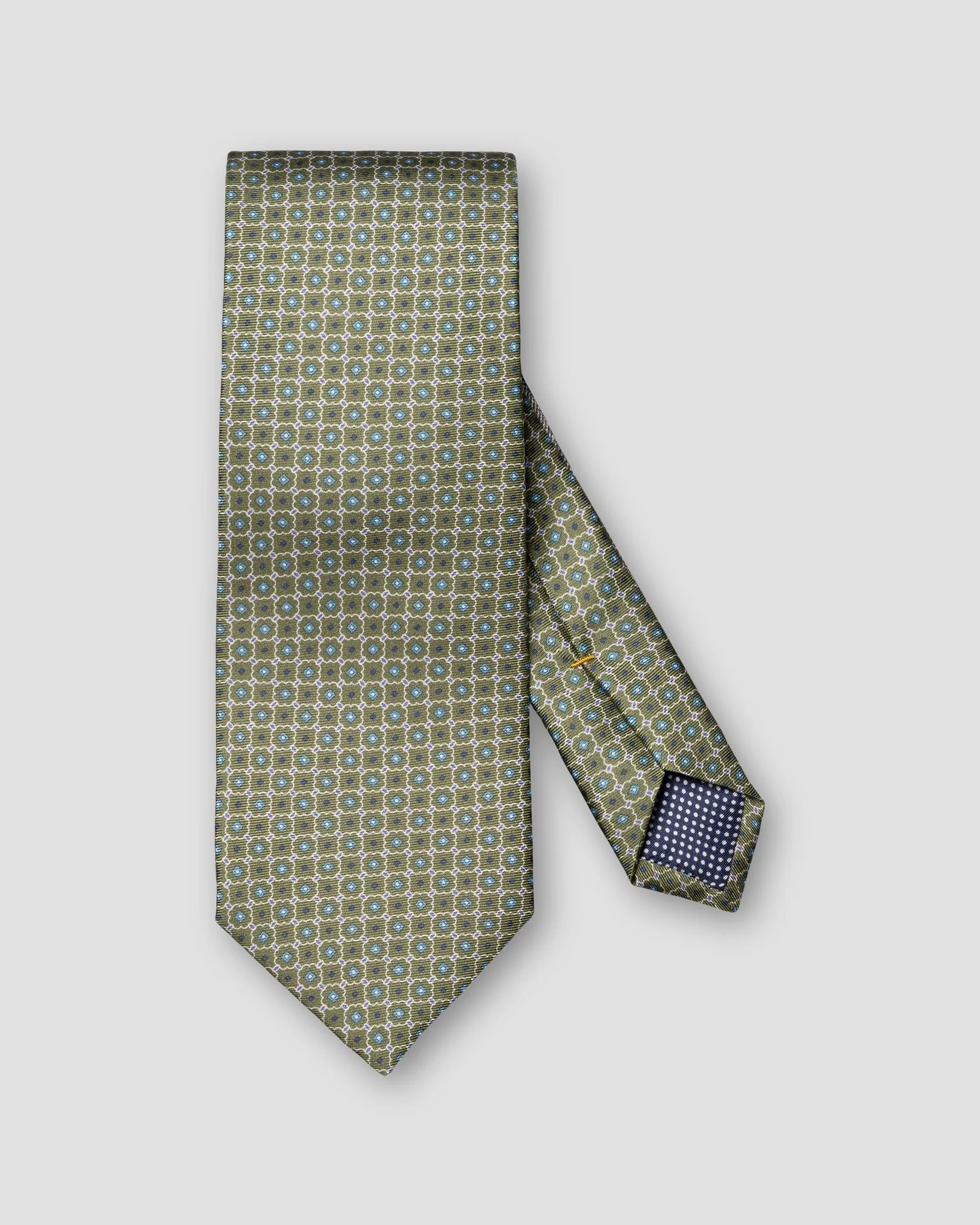 Eton - mid green geometric print silk tie