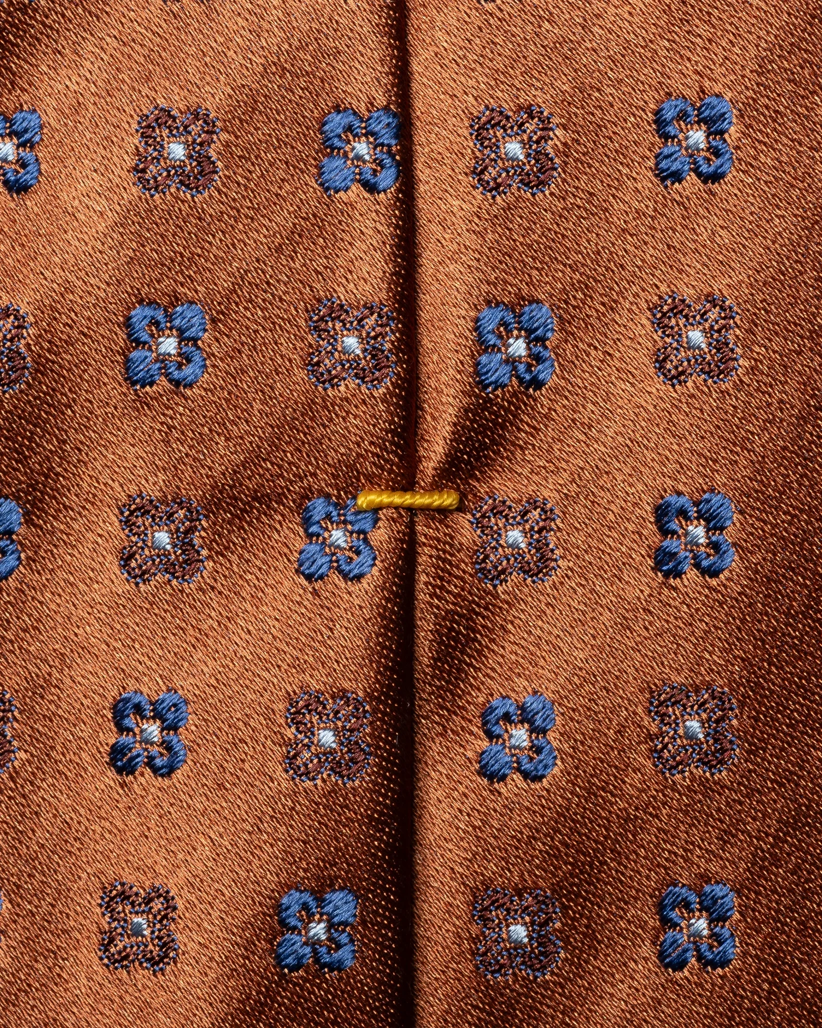 Eton - micro floral woven silk tie orange