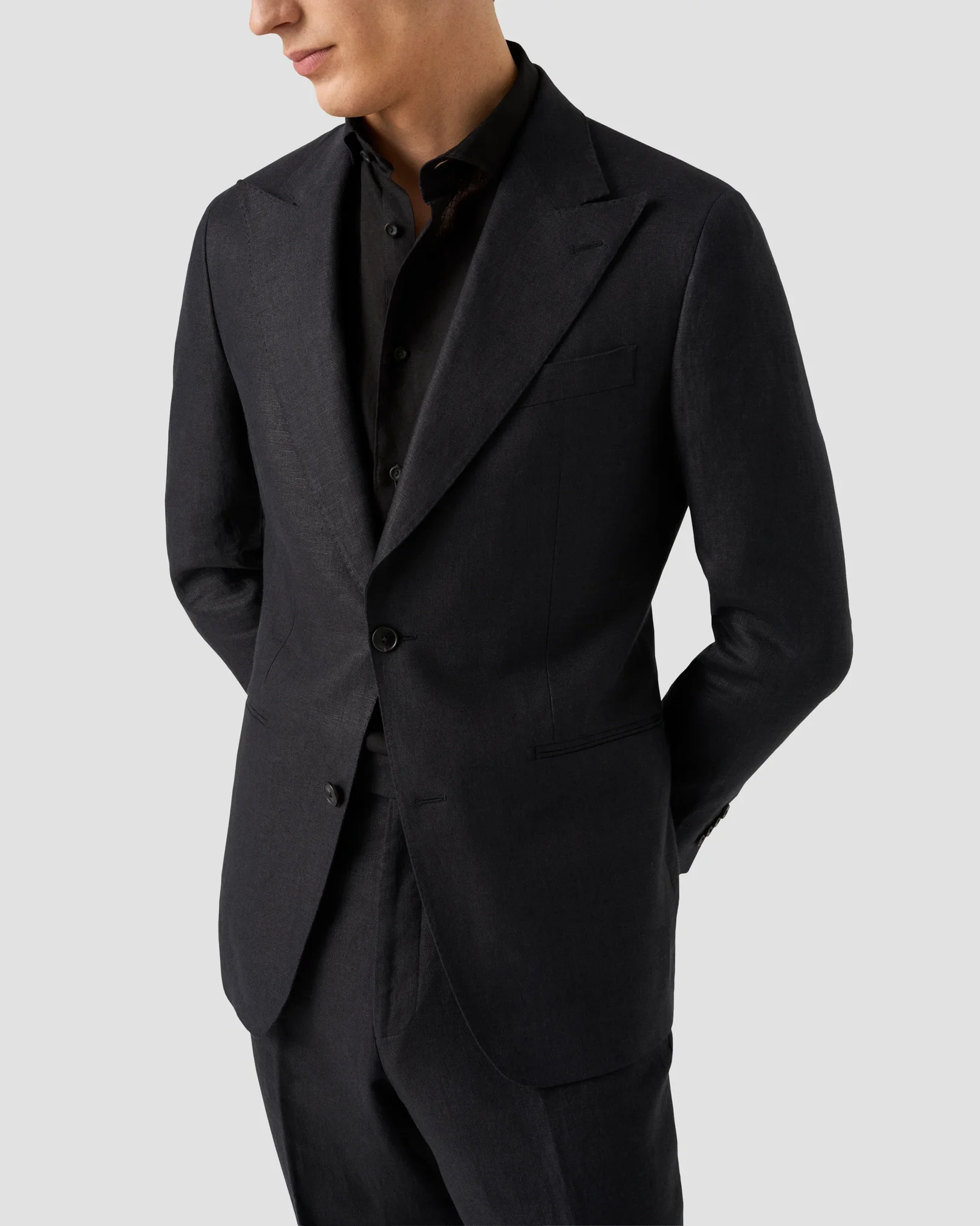 Eton - black linen wide spread solid