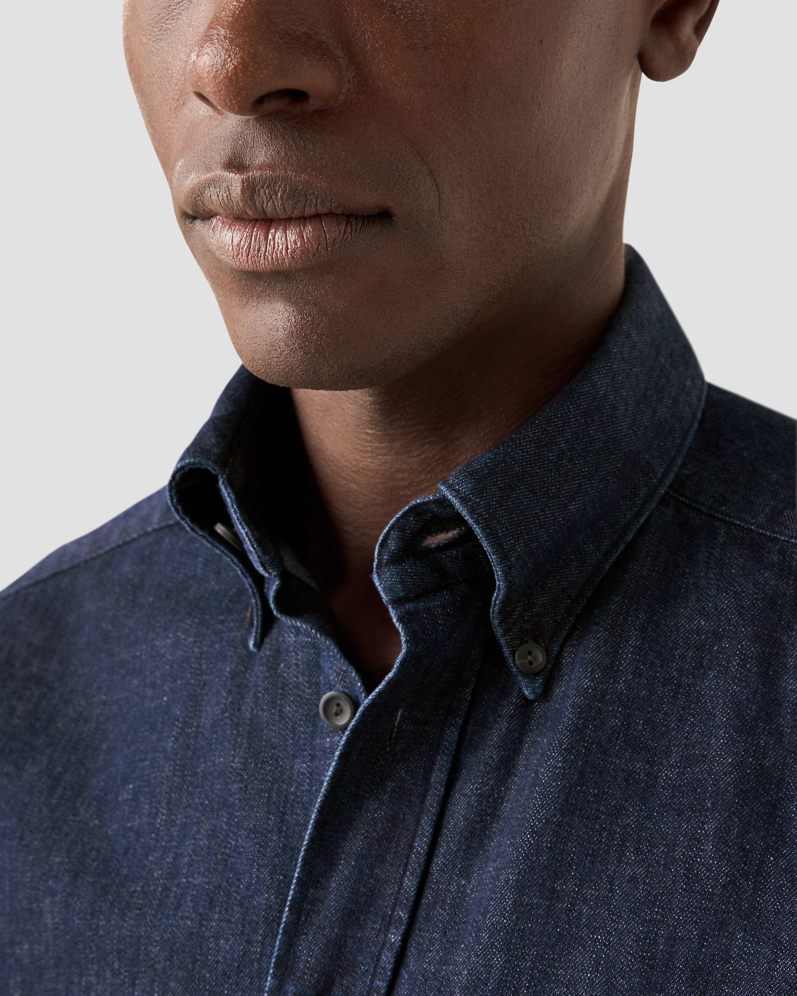 Eton - navy blue twill buttondown
