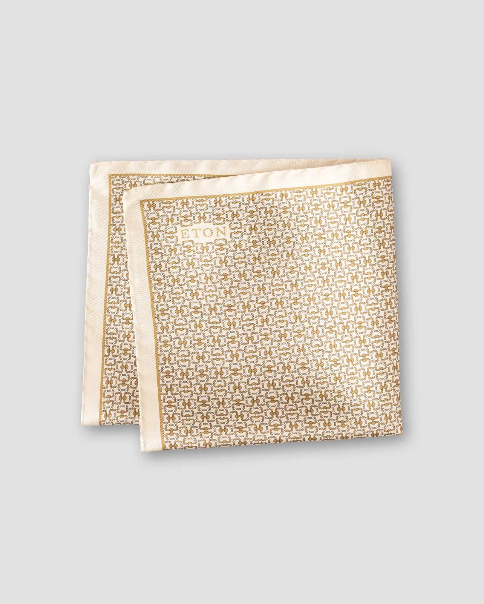 Eton - geometric silk pocket square beige geometric silk pocket square