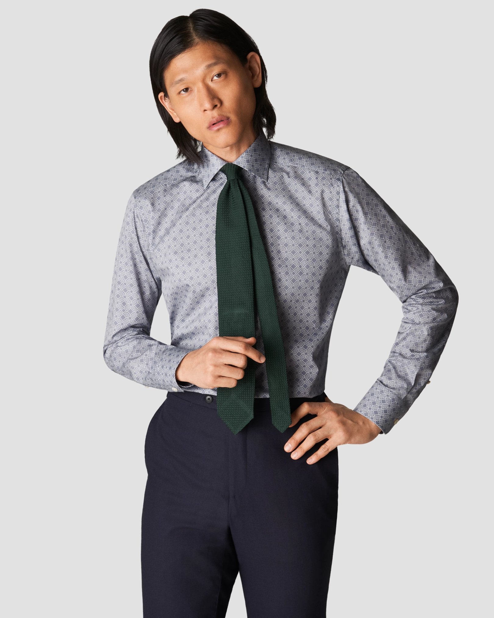 Eton - light blue fine twill cutaway