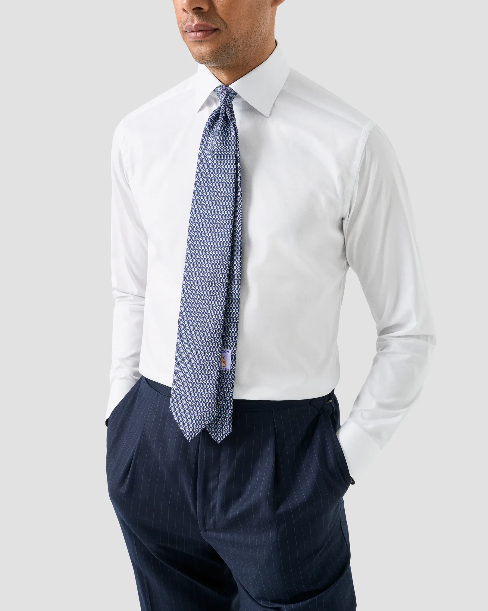 Eton - white 256 floral effect signature twill shirt