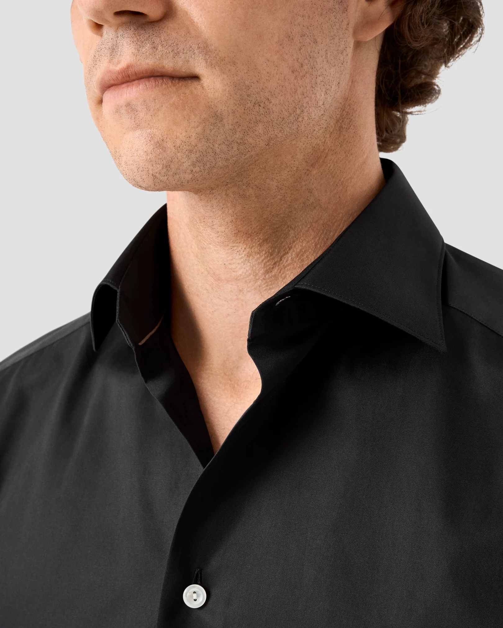 Eton - black solid elevated twill shirt