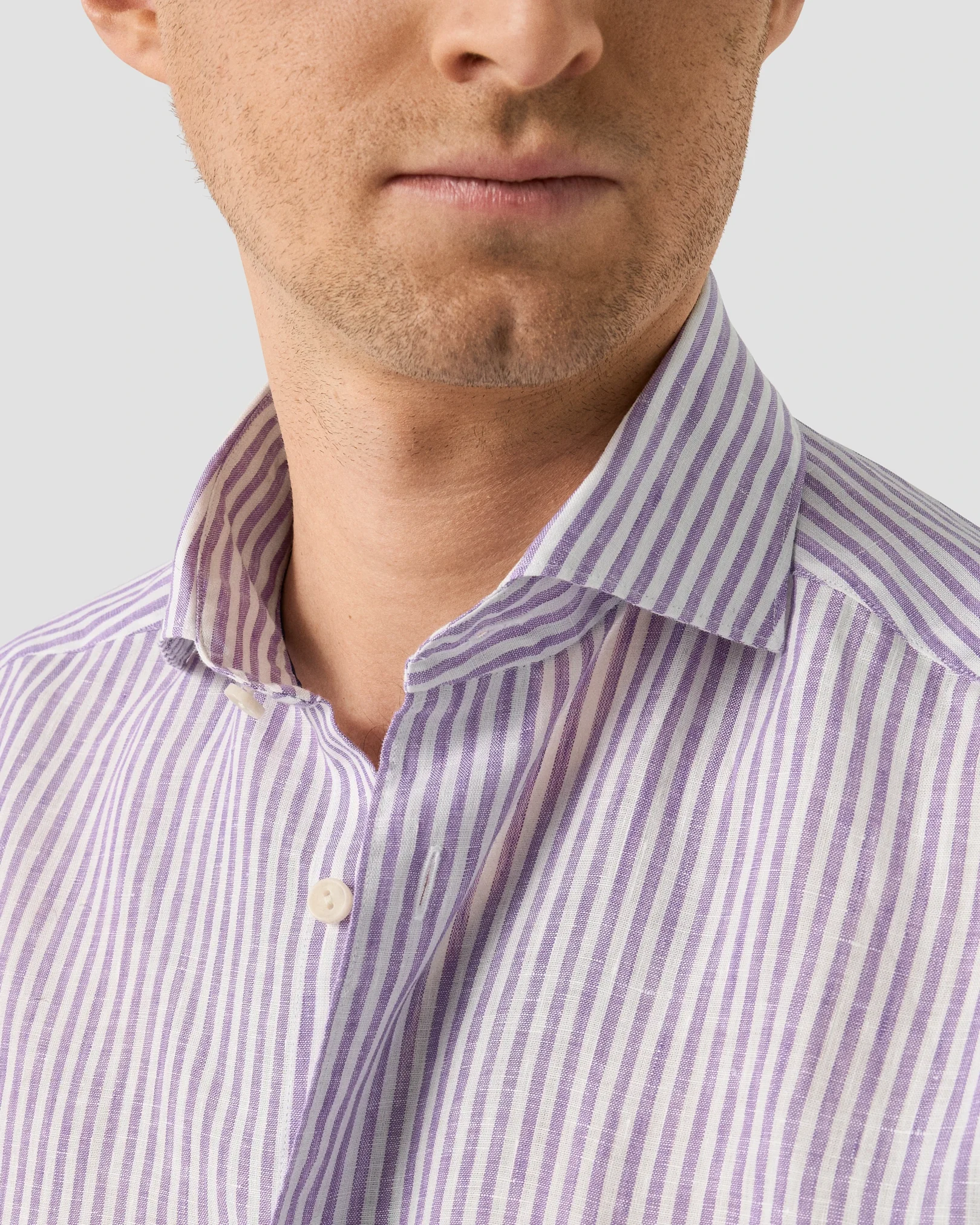 Eton - striped linen shirt wide spread 261