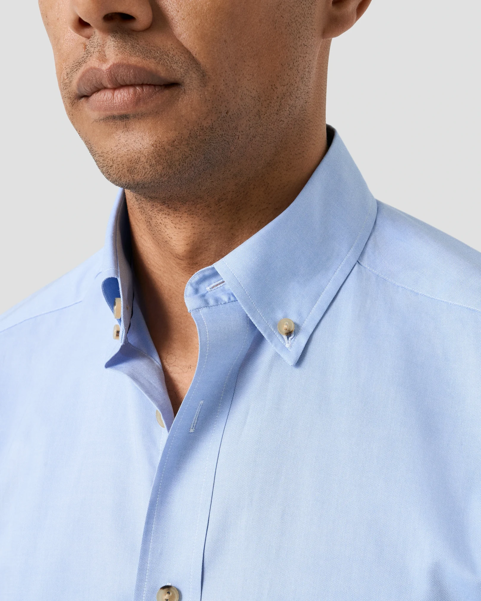 Eton - dark blue solid oxford shirt button down rounded single casual fit