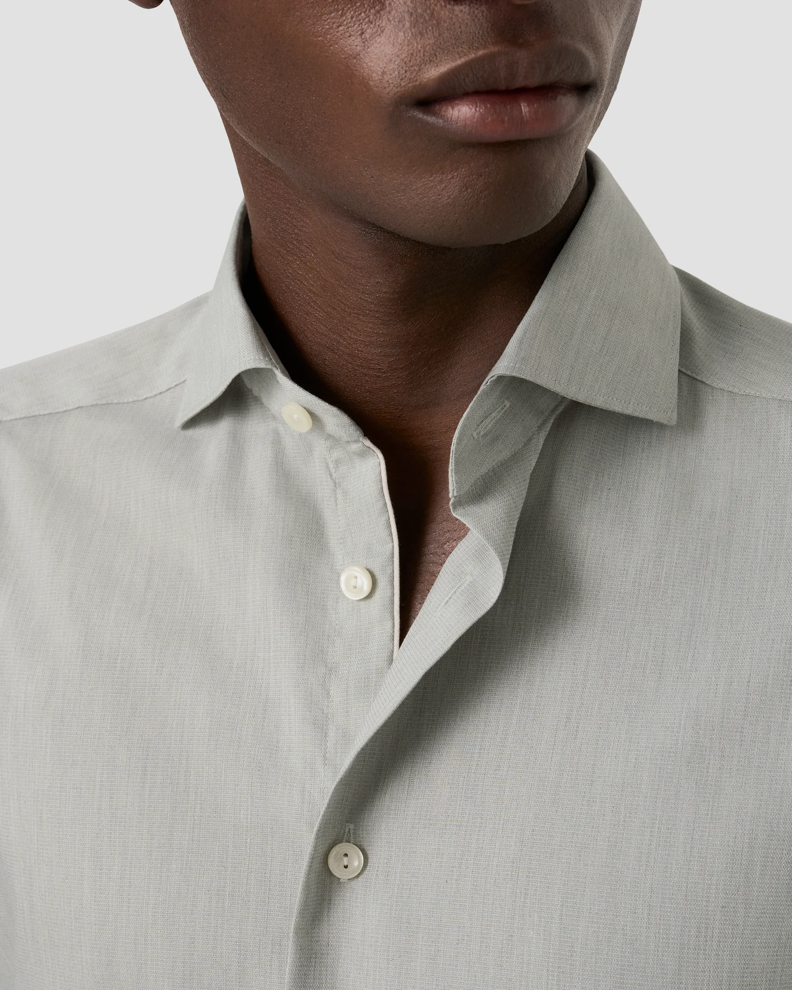 Eton - mid green solid twill shirt