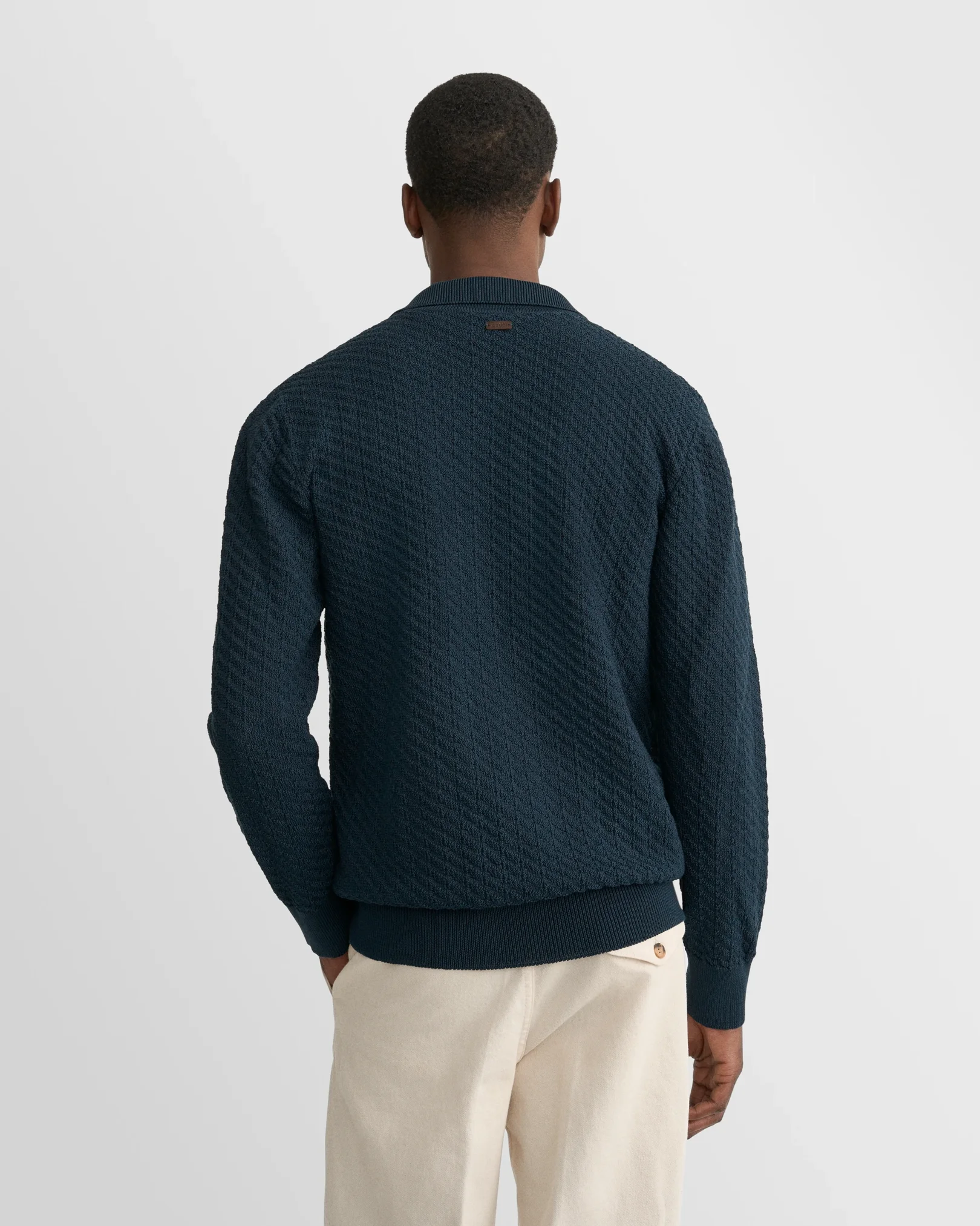 Eton - mid blue cotton structure cardigan