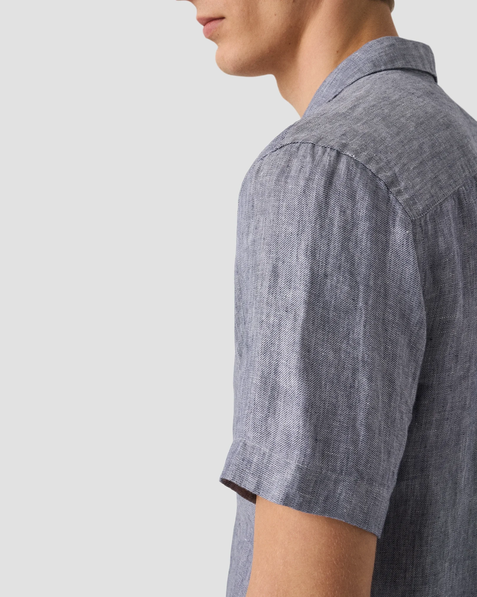 Eton - dark blue solid linen twill resort shirt dark blue solid linen twill resort shirt