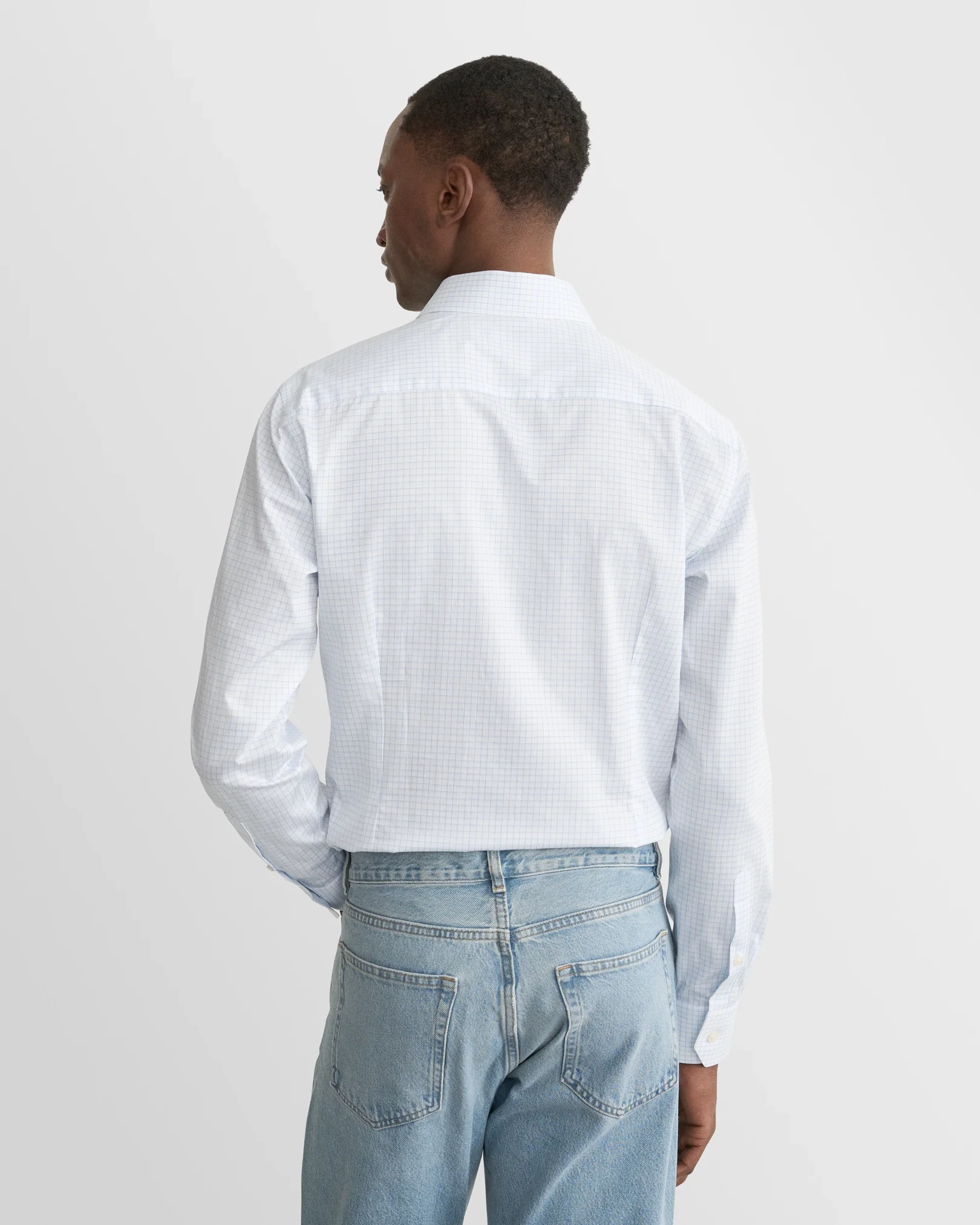Eton - light blue check signature twill shirt cut 263