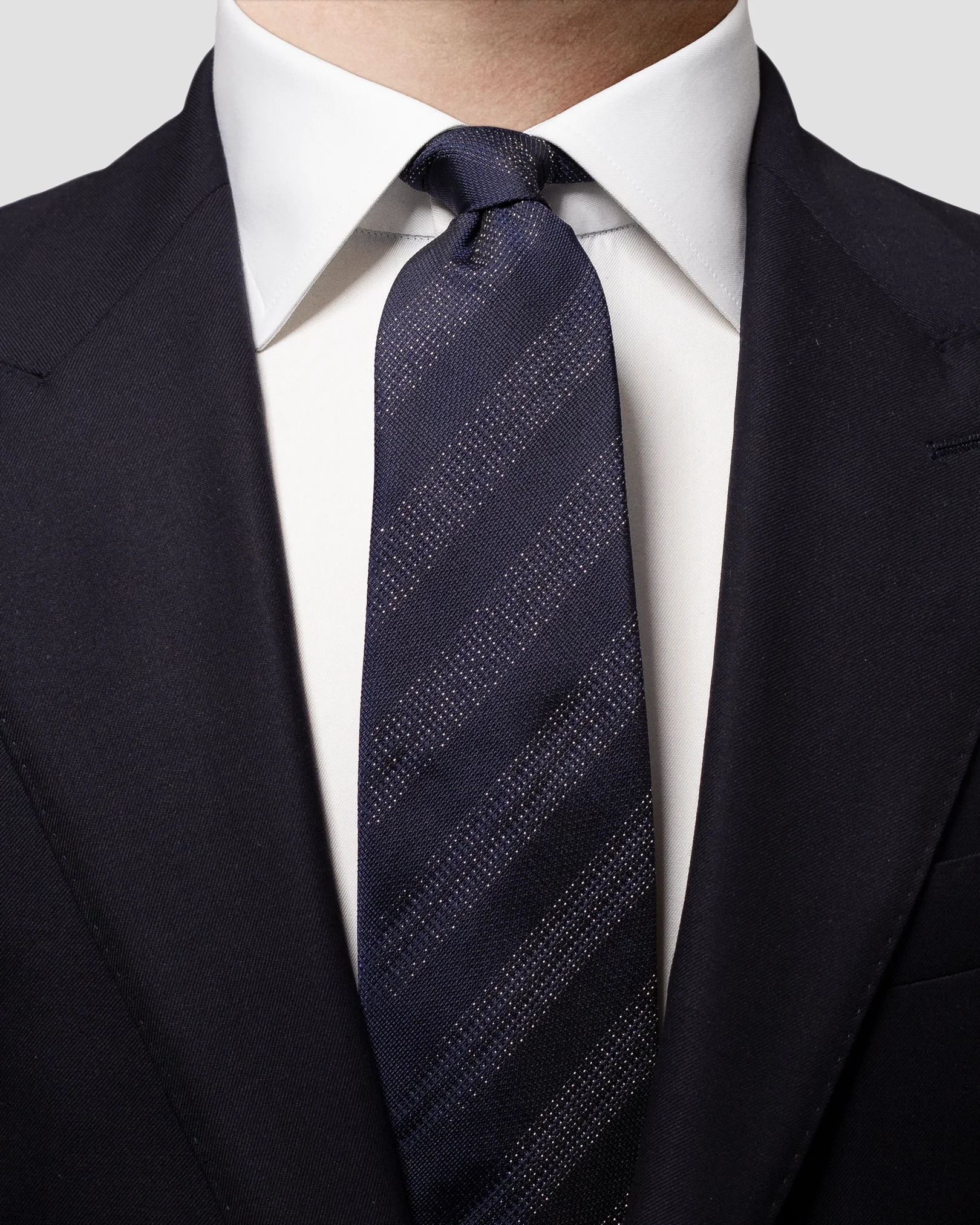 Eton - dark blue striped silk lurex tie