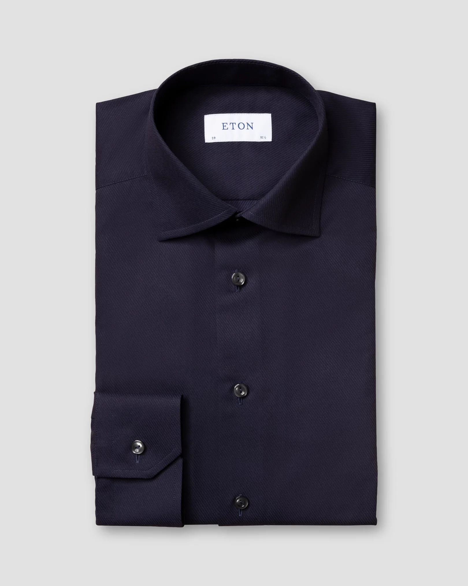 Eton - navy diagonal twill shirt