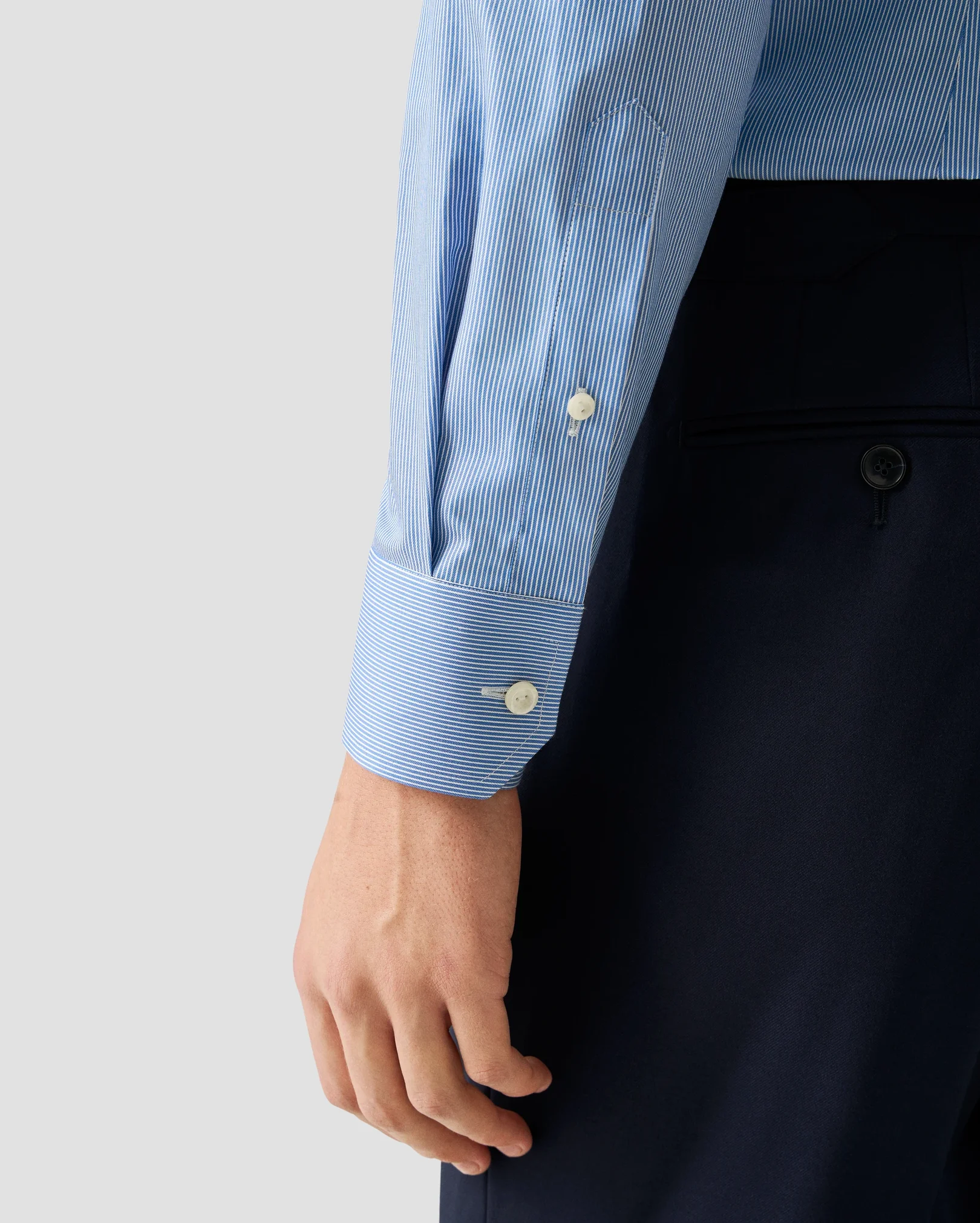 Eton - mid blue striped fine 263