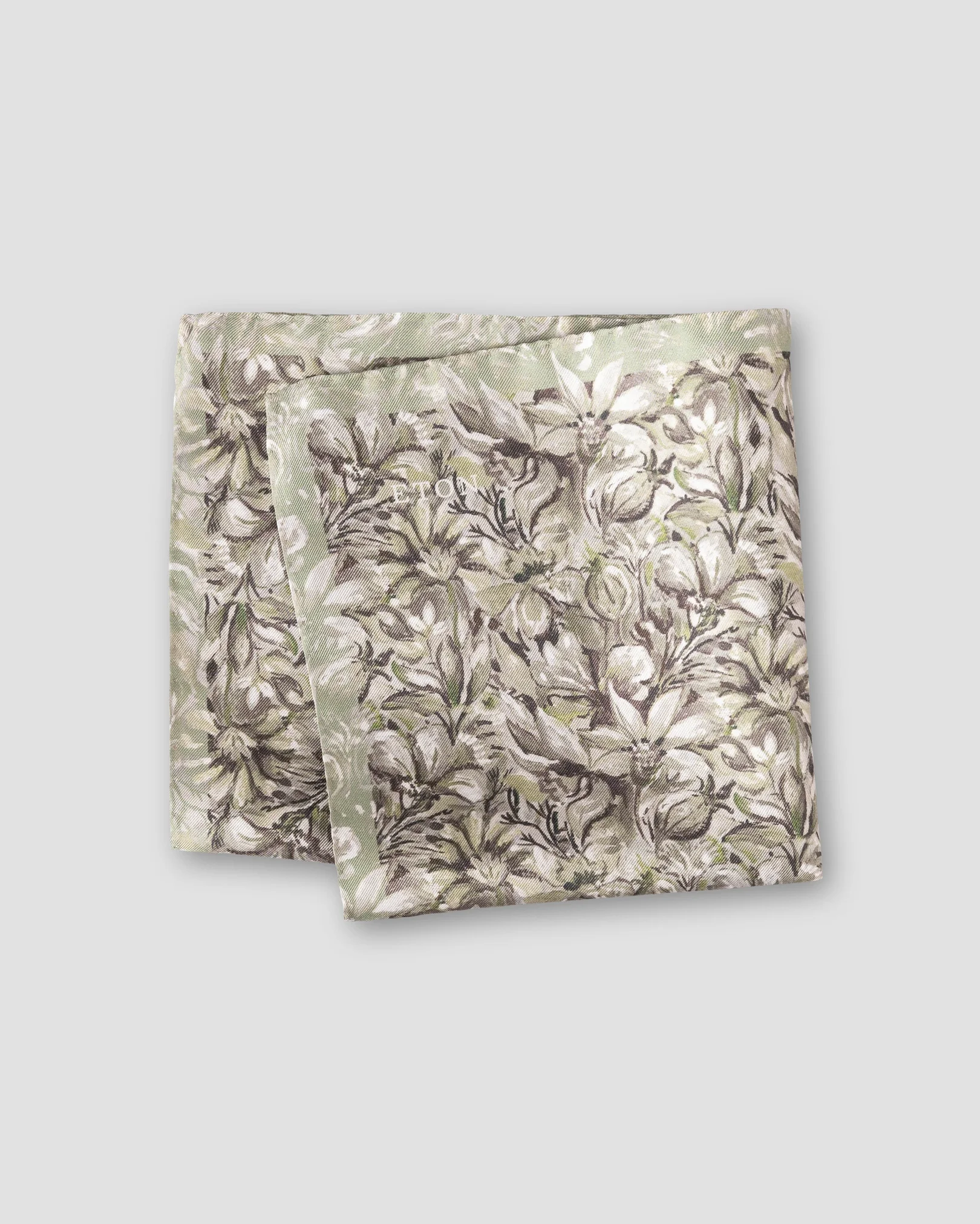 Eton - mid green floral twill silk pocket square