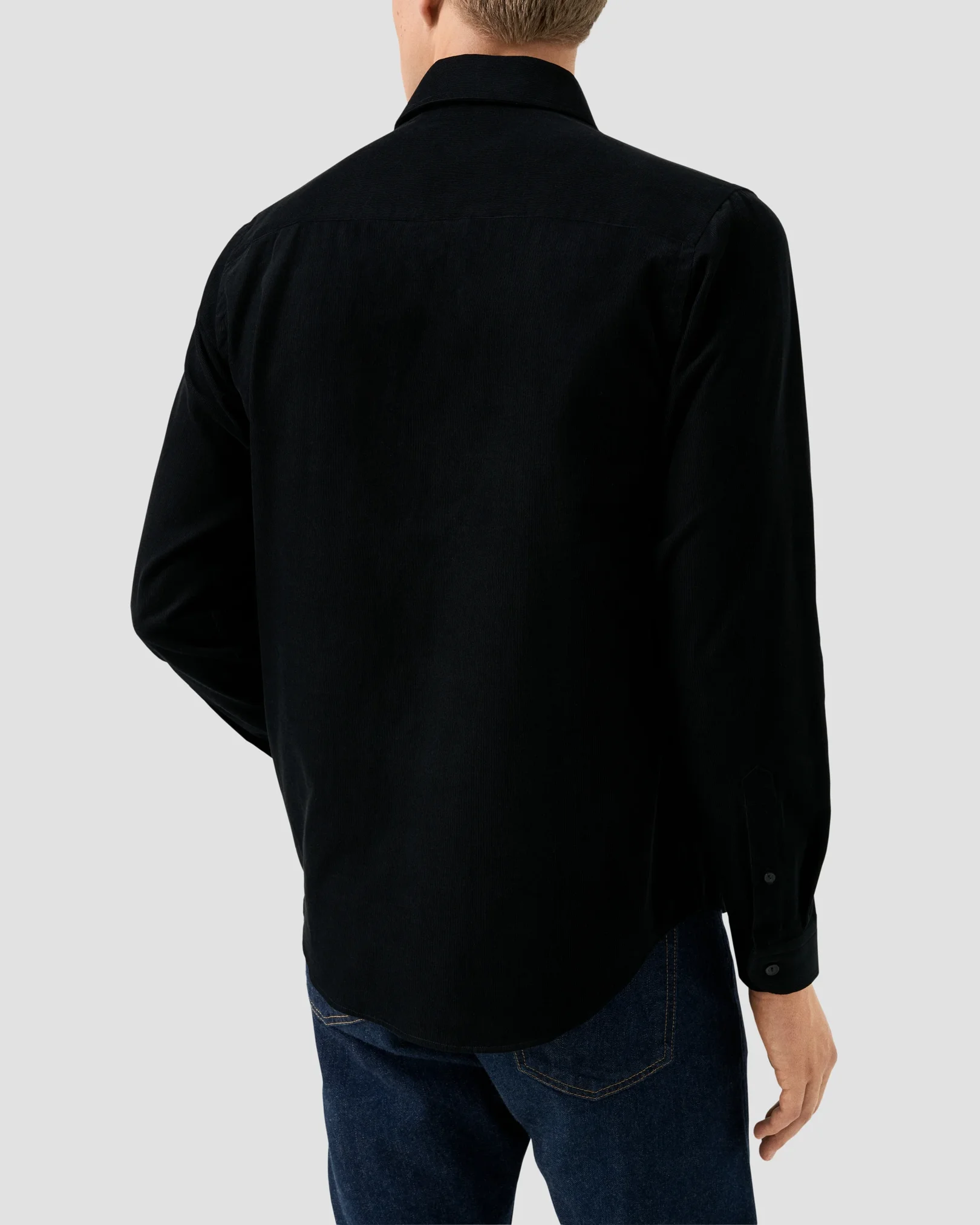 Eton - solid corduroy shirt black