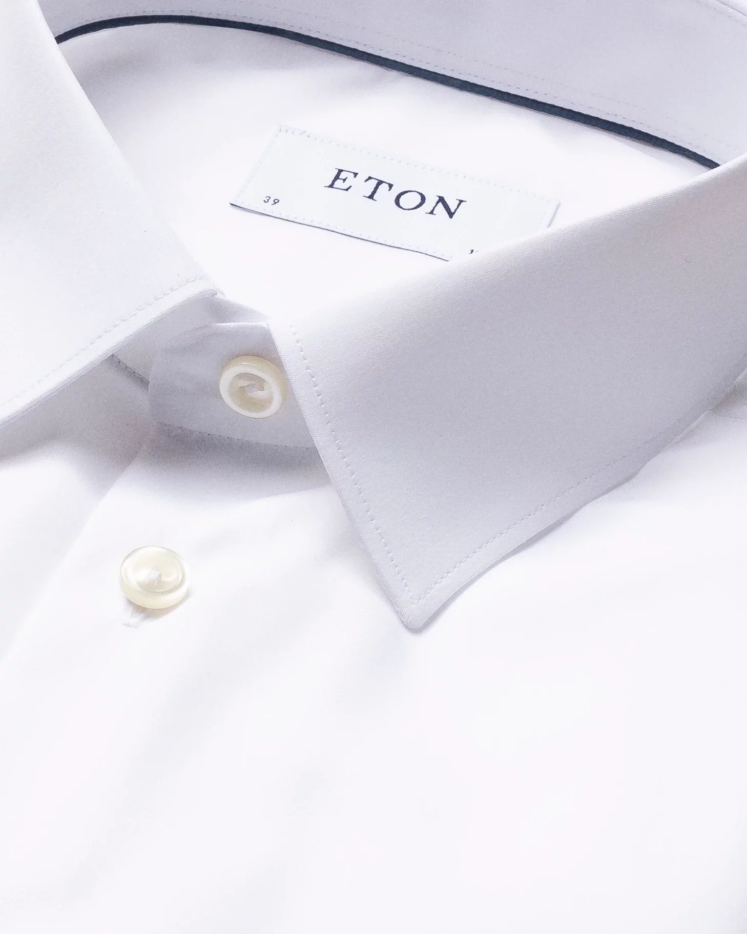 Eton - white plain poplin shirt pointed collar