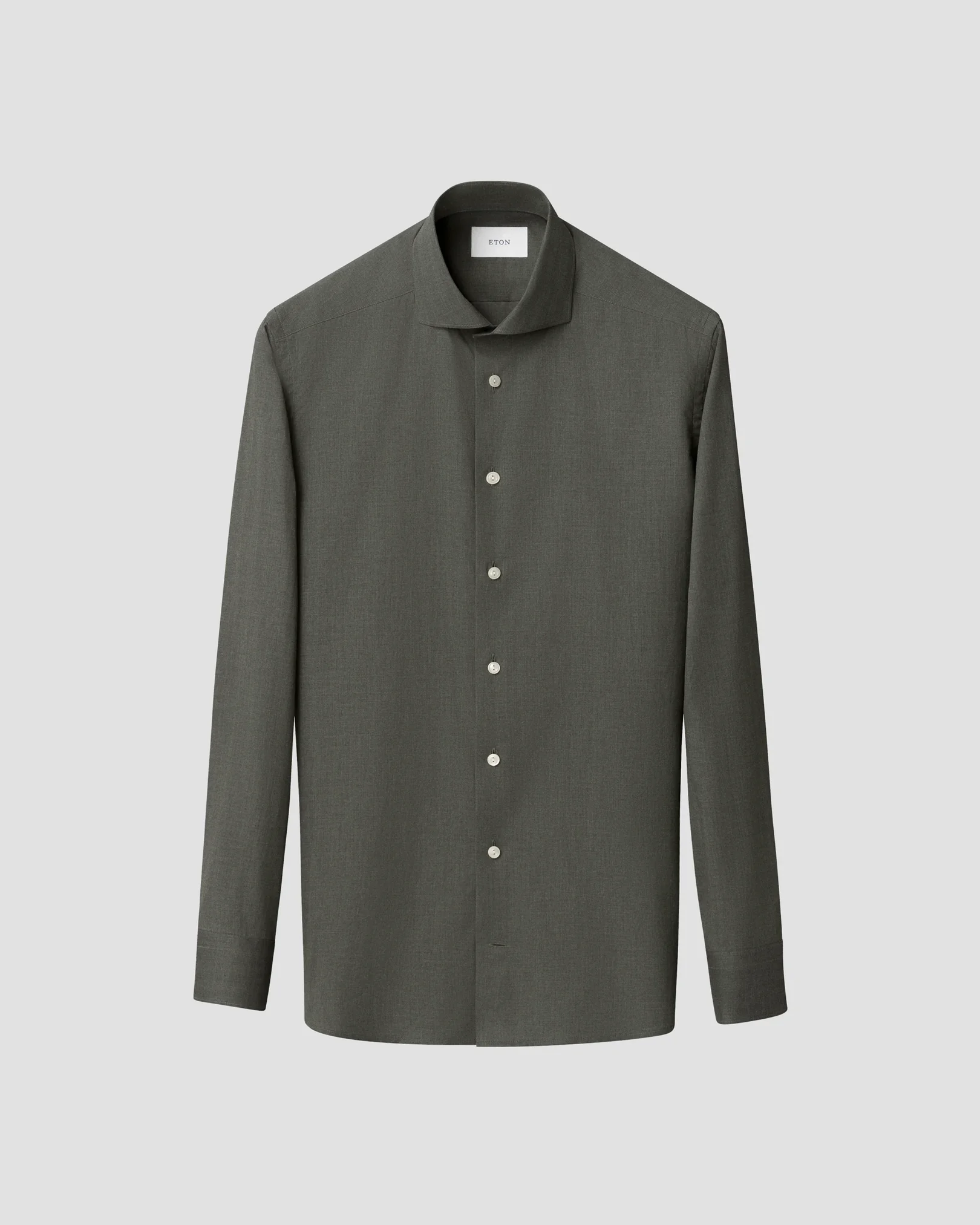 Eton - dark green solid signature flannel shirt
