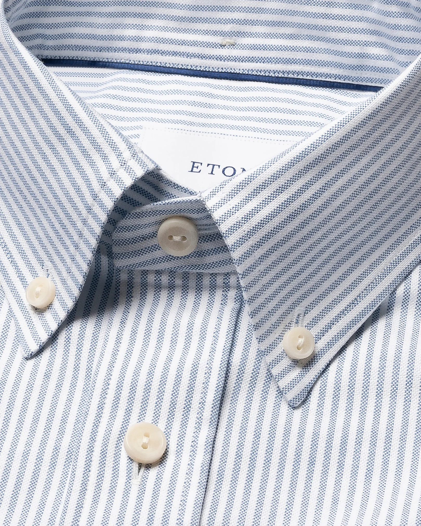 Eton - mid blue striped oxford shirt