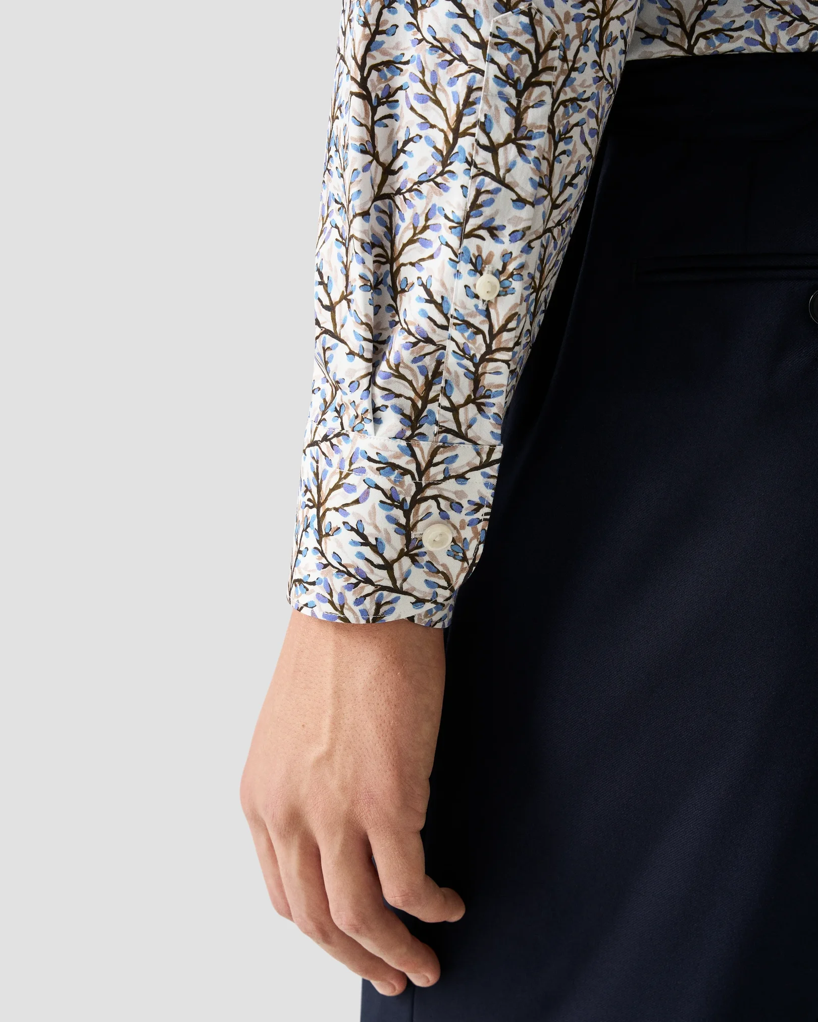 Eton - brown floral print shirt