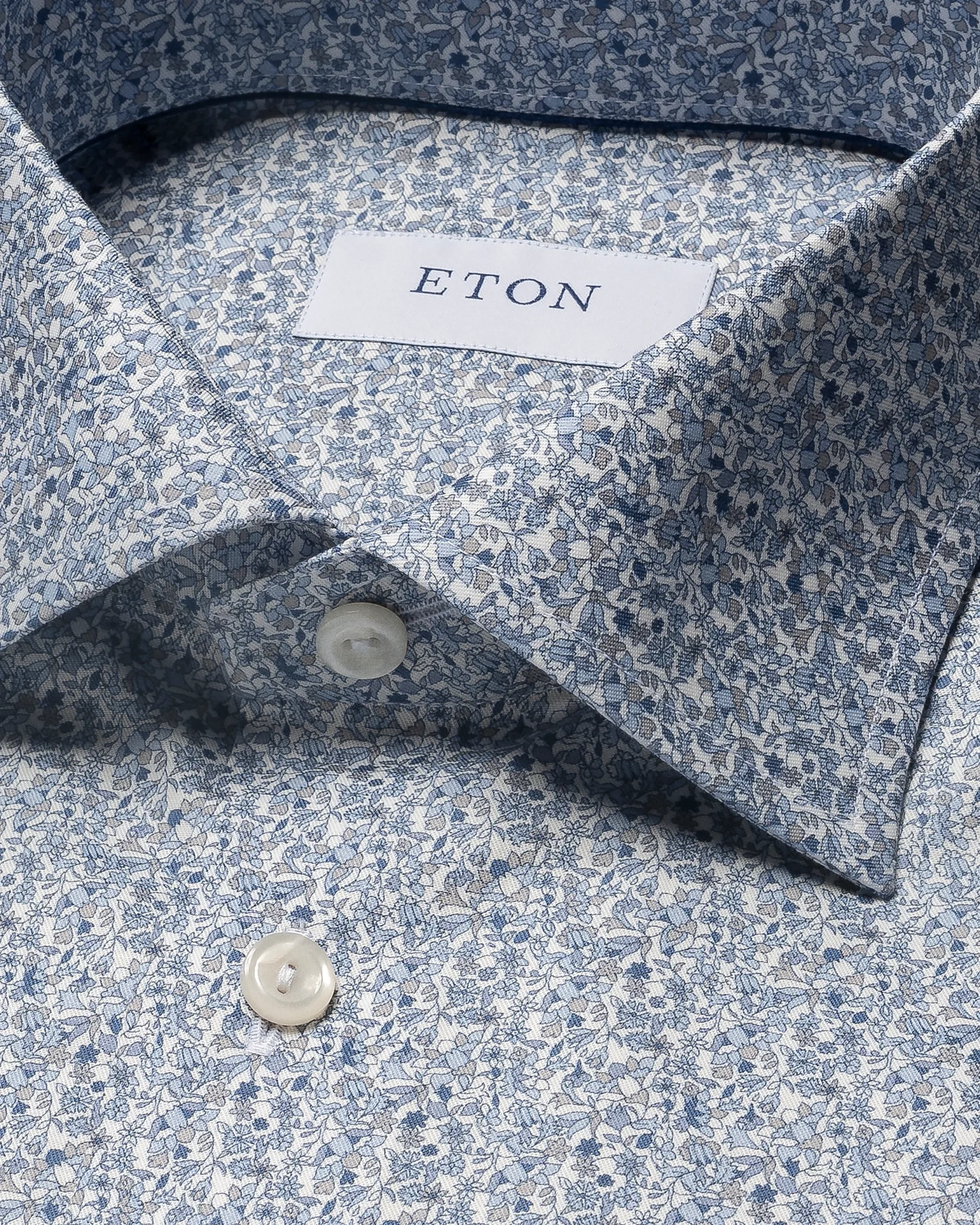 Eton - floral light blue twill shirt