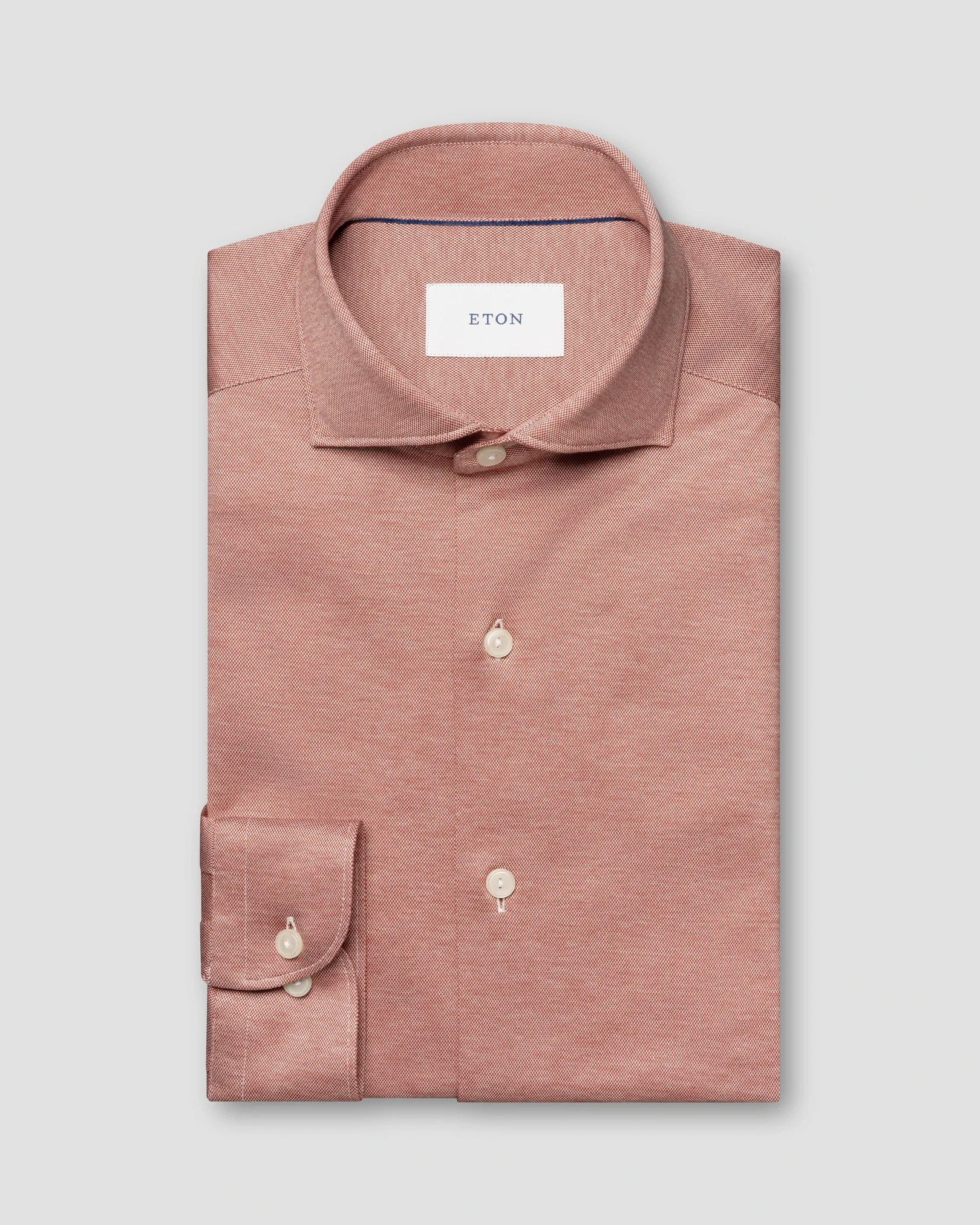 Eton - red filo di scozia knit shirt wide spread 266