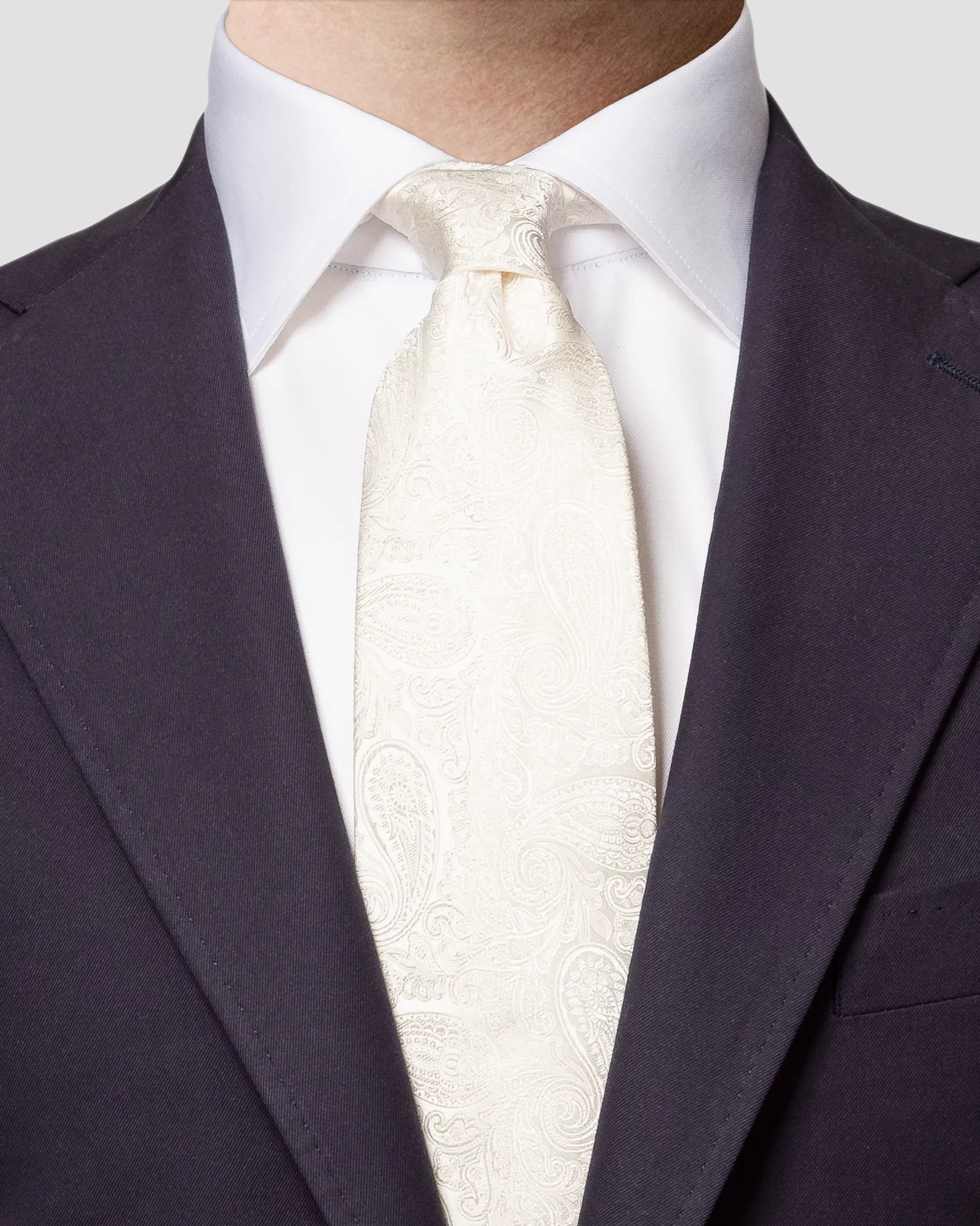 Eton - white paisley silk wedding tie