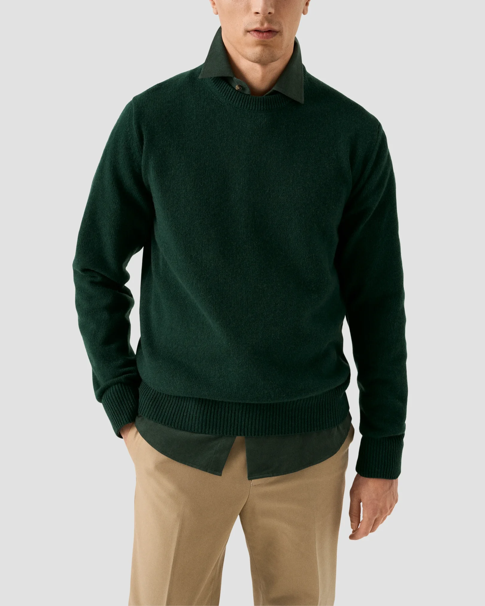 Eton - dark green solid corduroy shirt