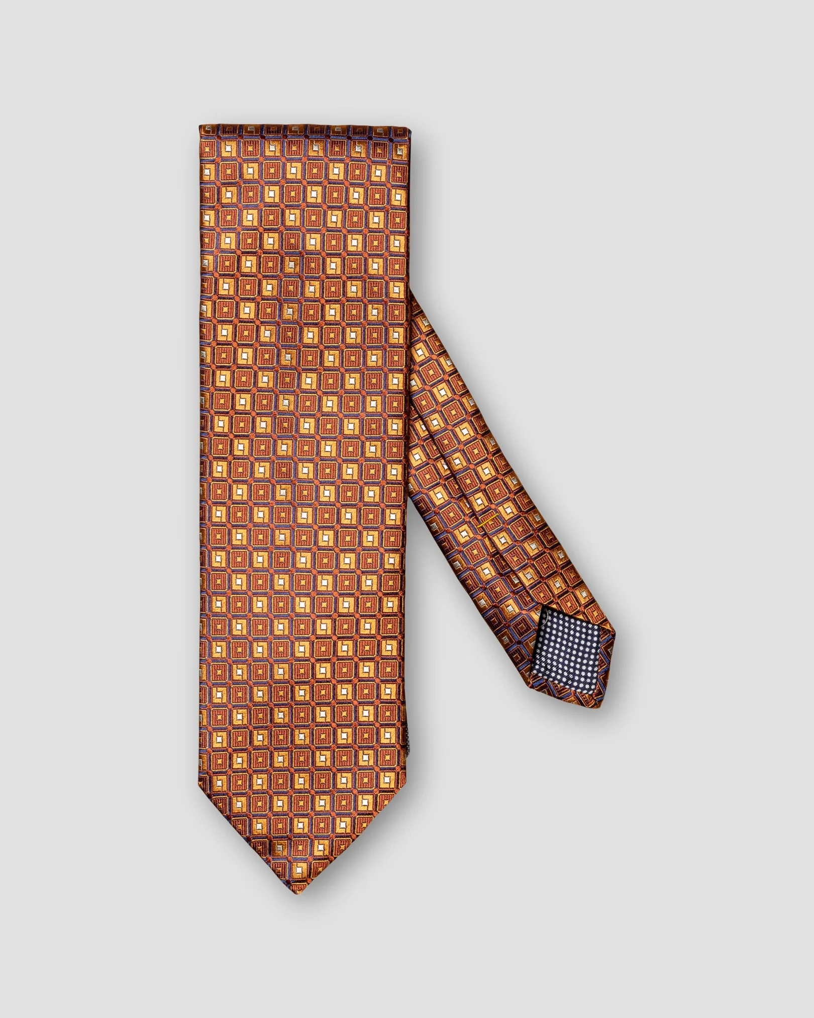 Eton - orange geometric silk tie aw