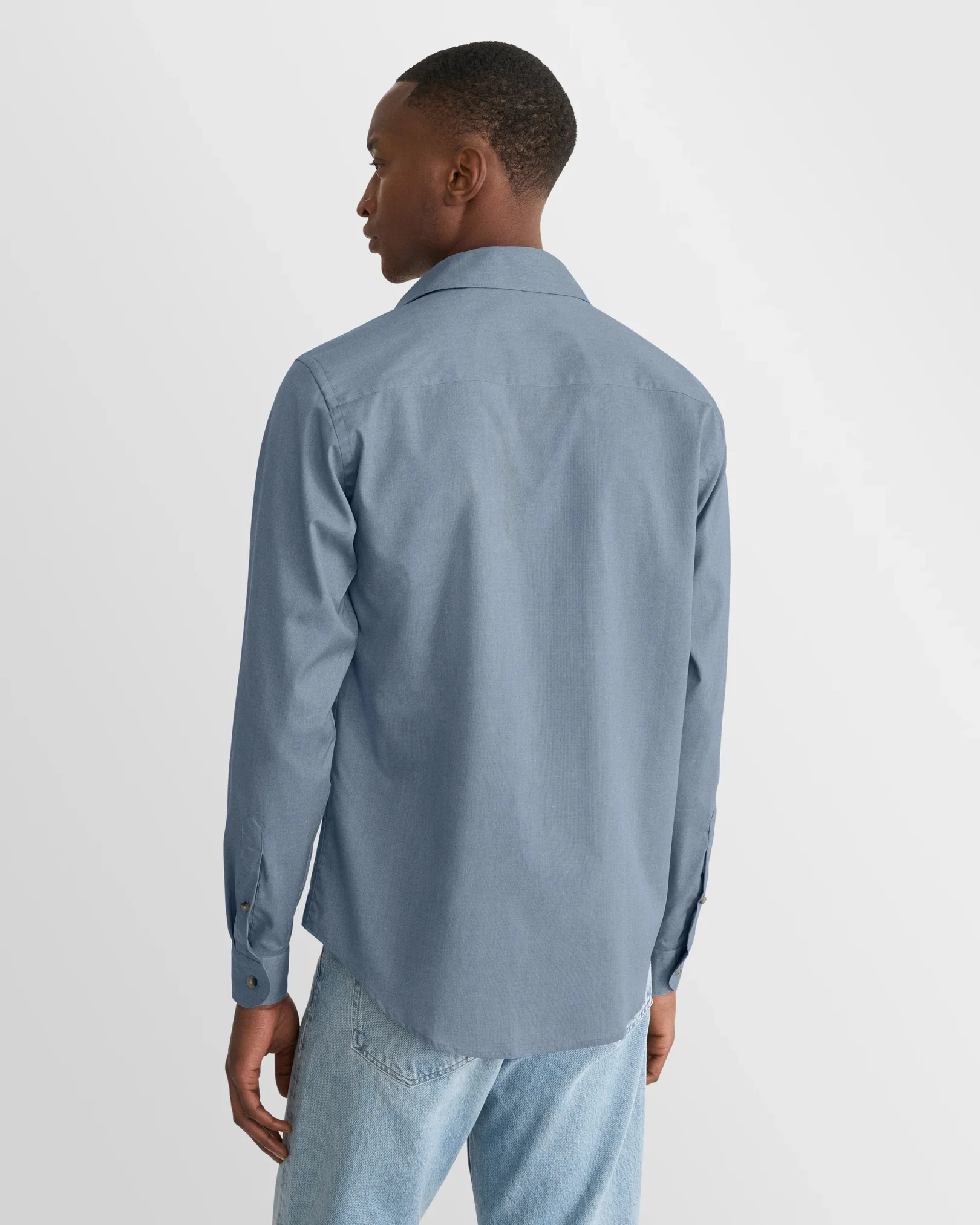 Eton - dark blue solid lighweight poplin shirt