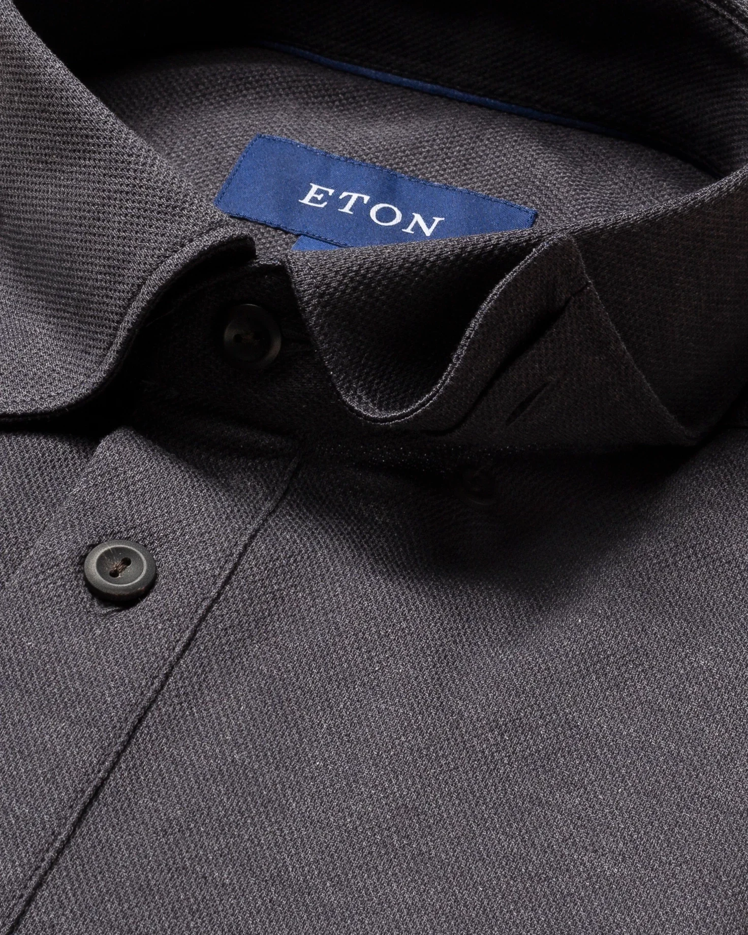 Dark Grey Piqué Polo Shirt – Long Sleeved - Eton