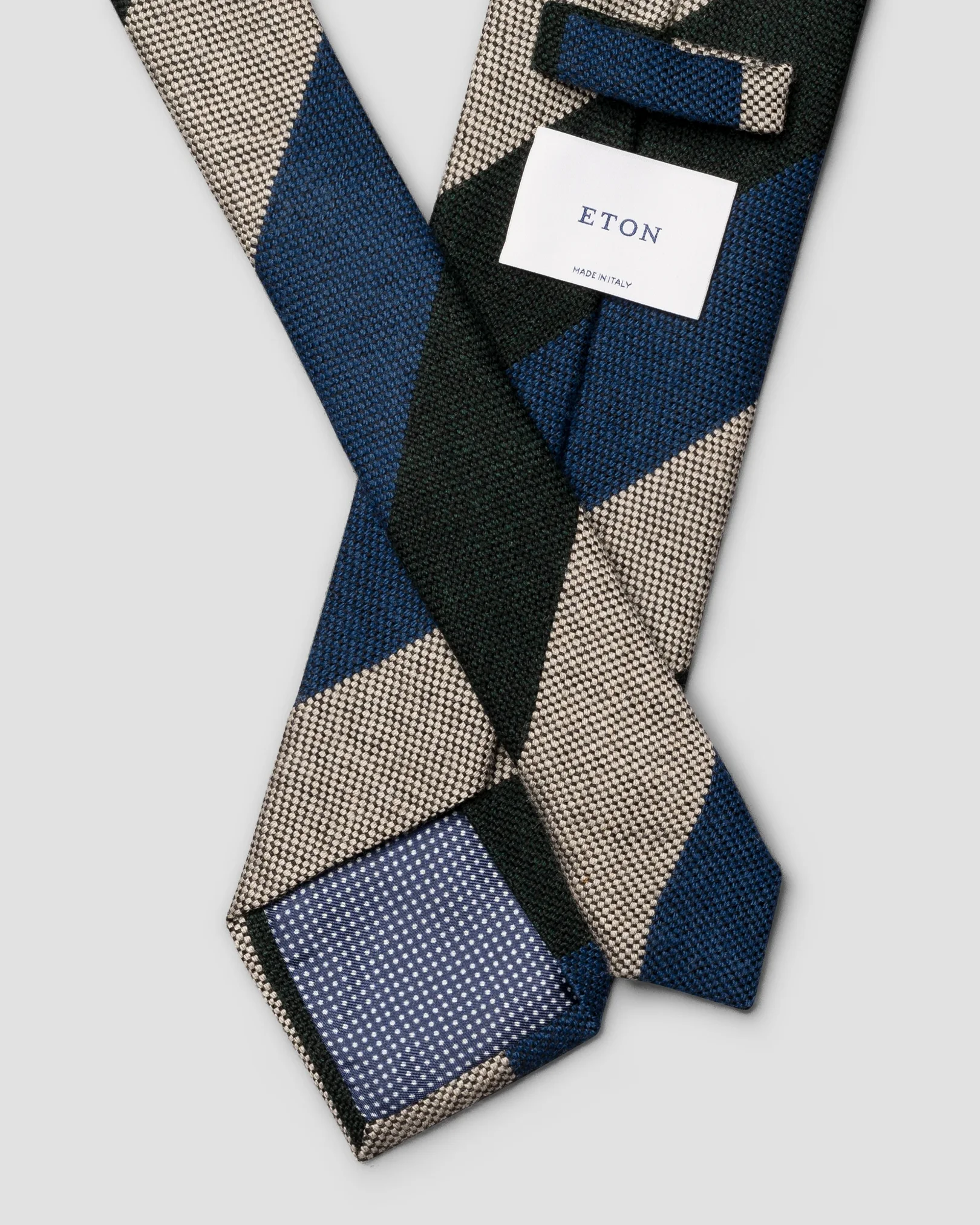 Eton - regimental striped wool tie dark green regimental striped wool tie