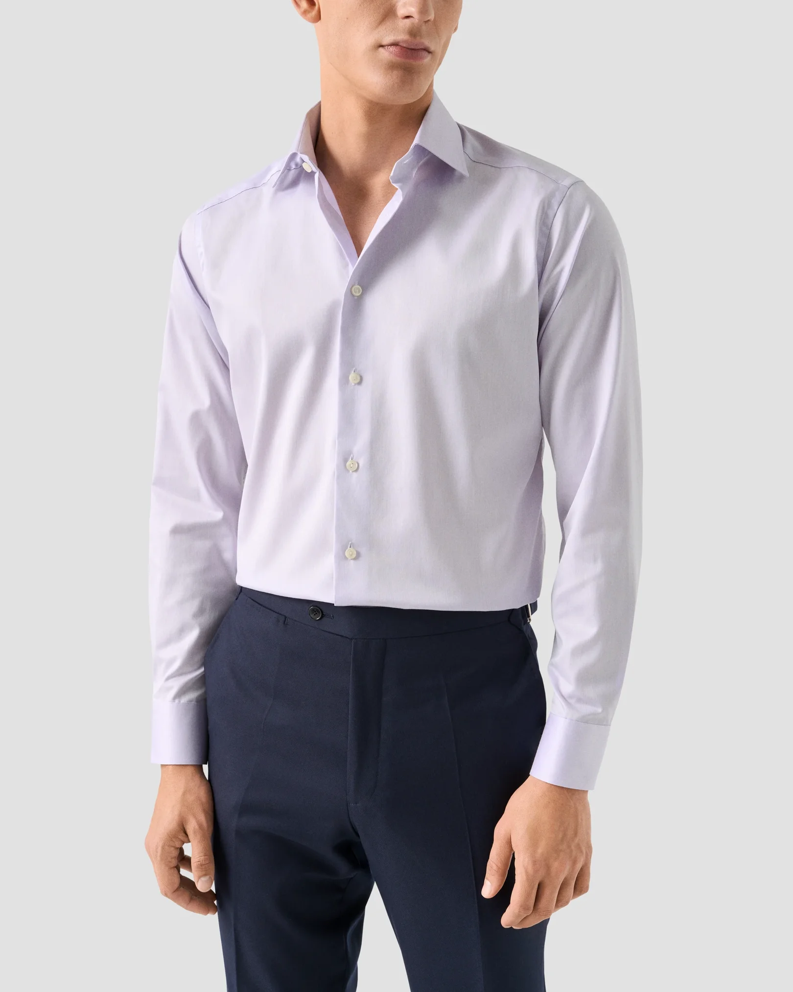 Eton - mid purple solid signature twill shirt