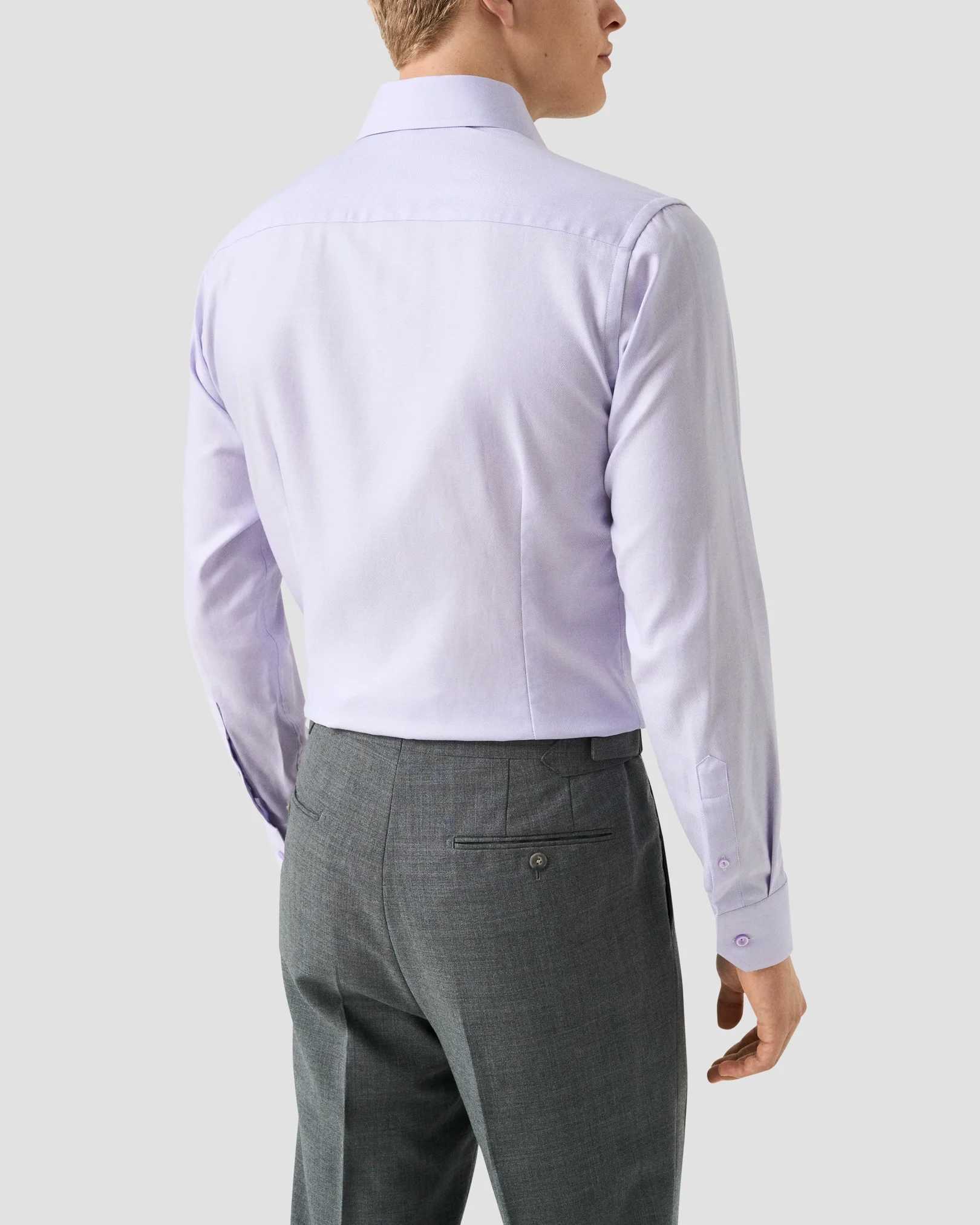 Eton - light purple semi solid twill shirt