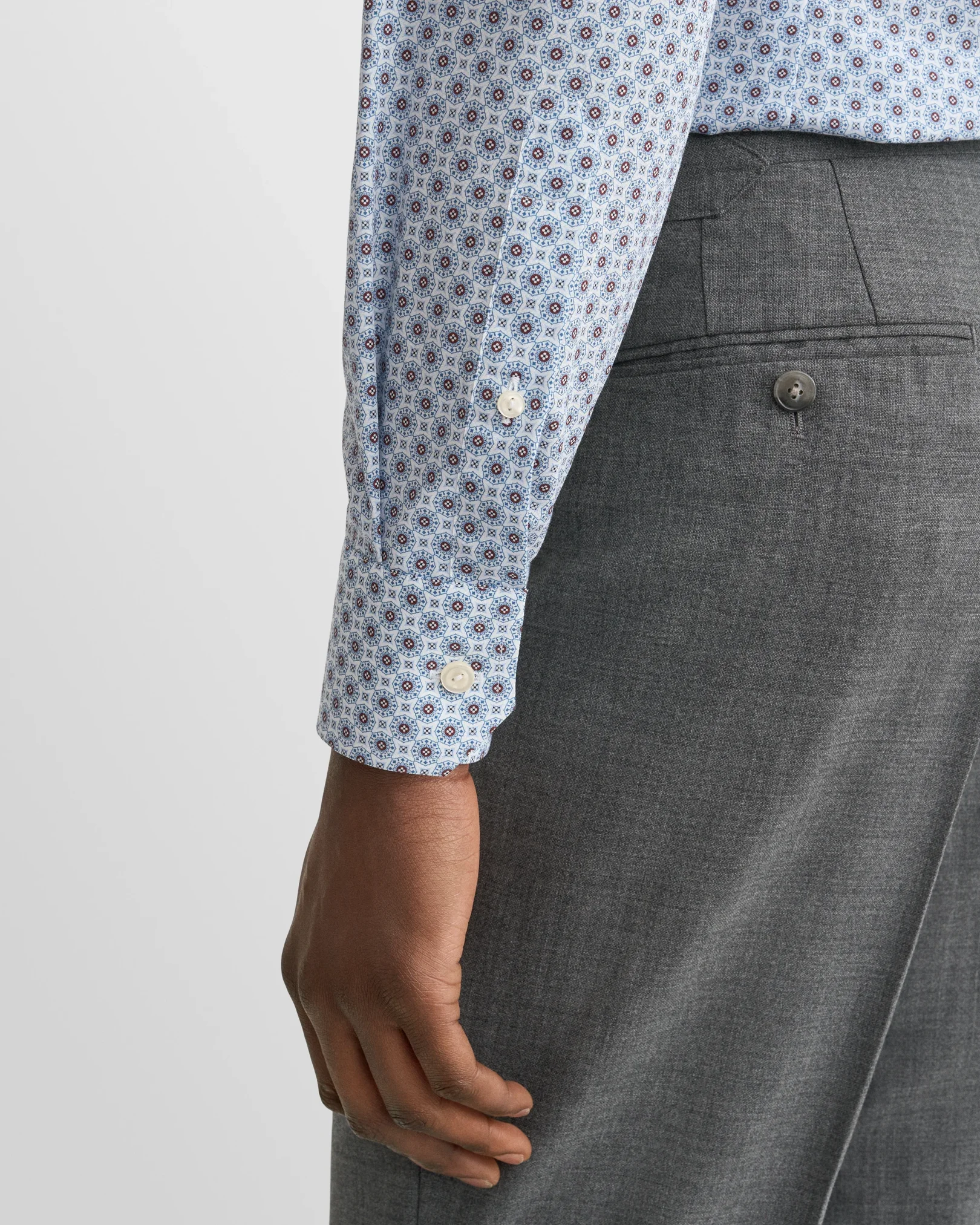 Eton - dark blue geometric print signature twill shirt 263