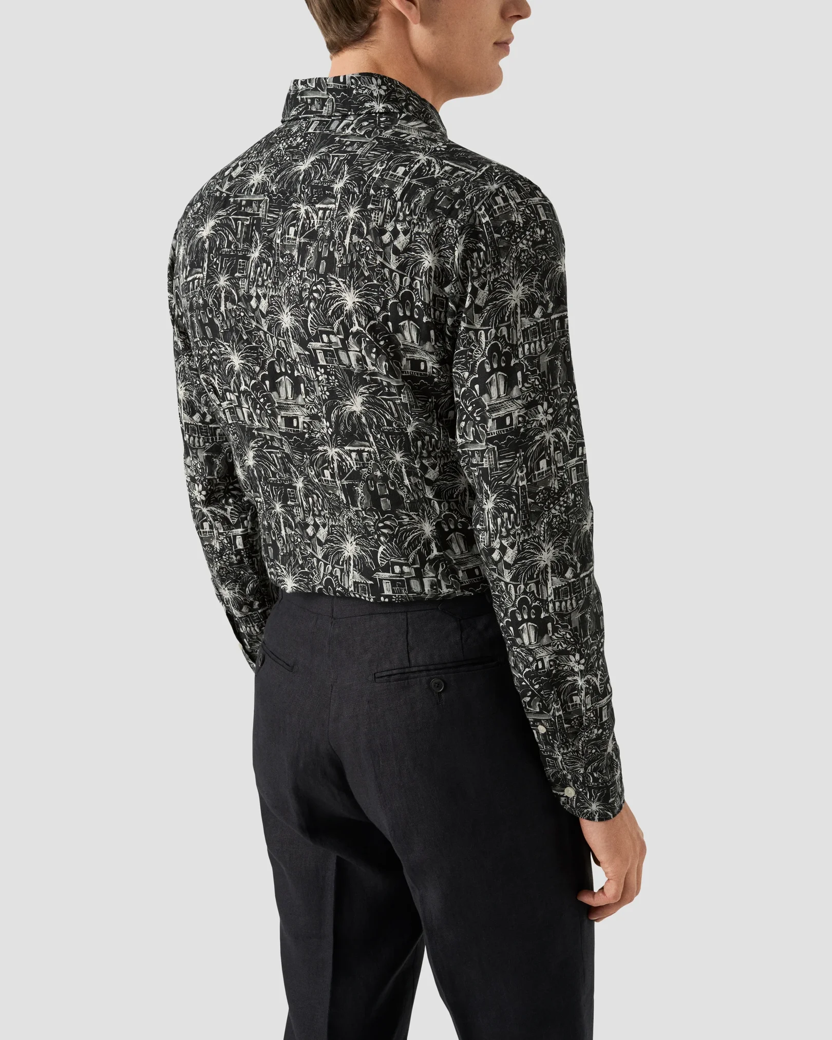 Eton - Floral Print Linen Shirt