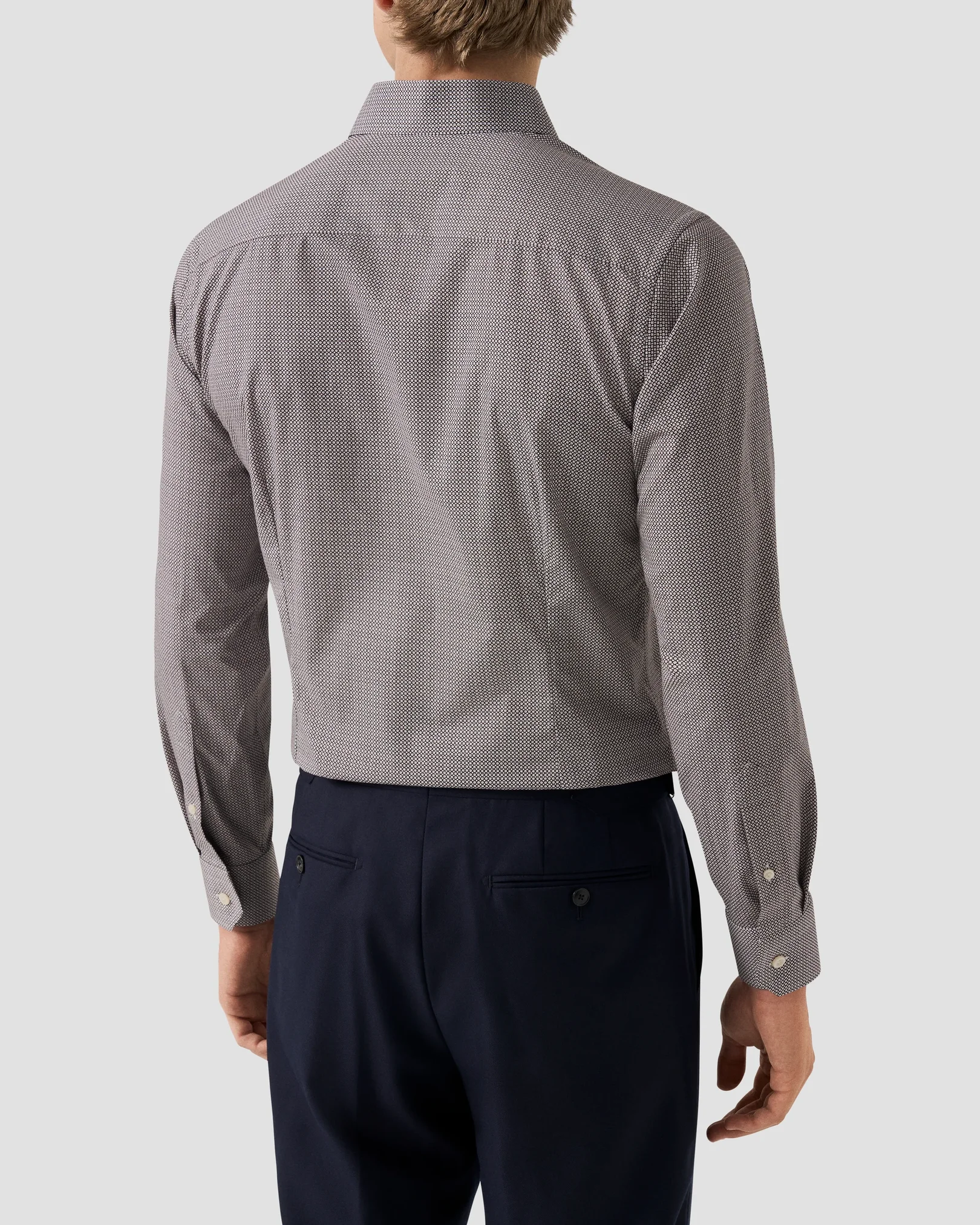 Eton - dark red micro print signature twill shirt
