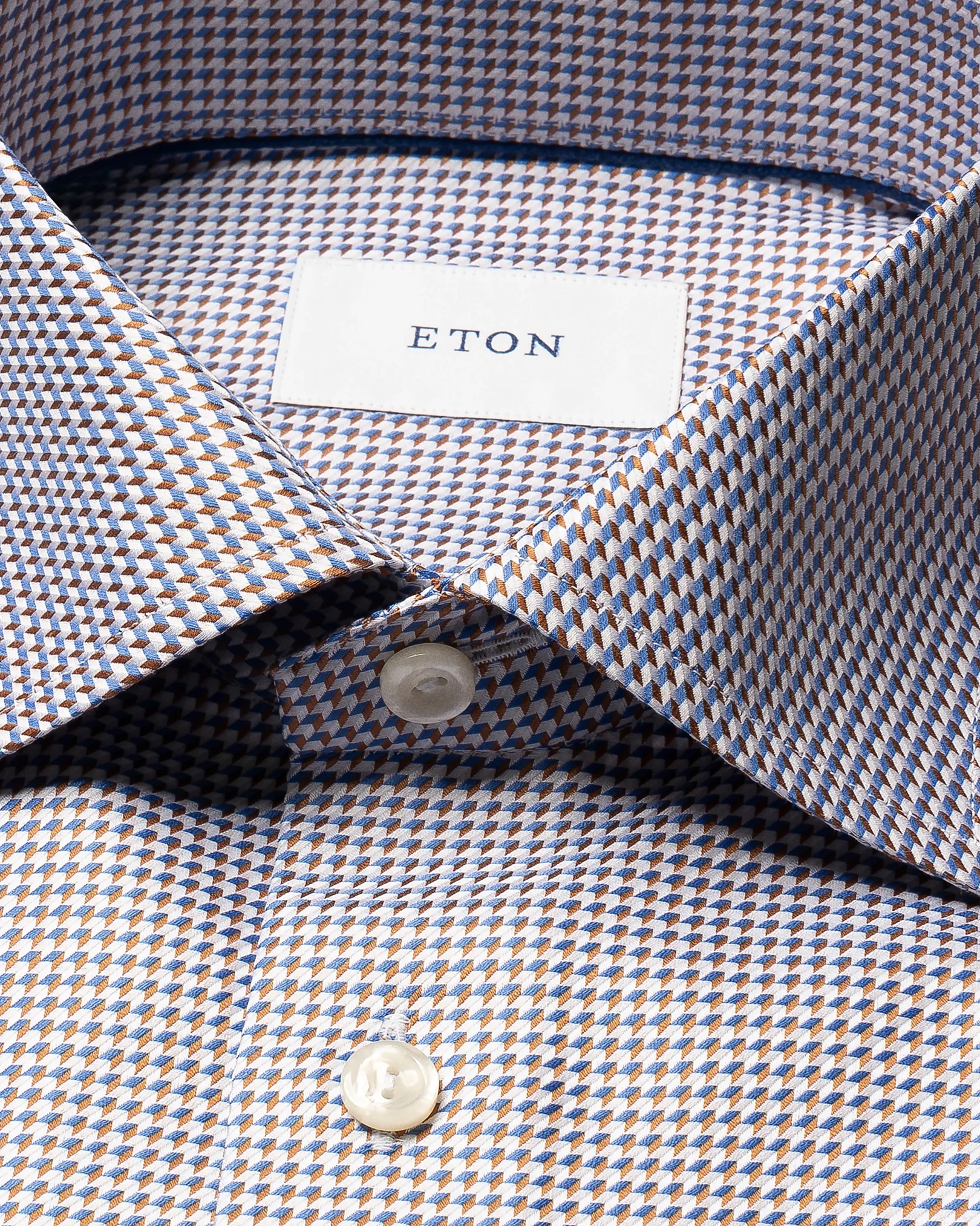 Eton - orange houndstooth king twill shirt